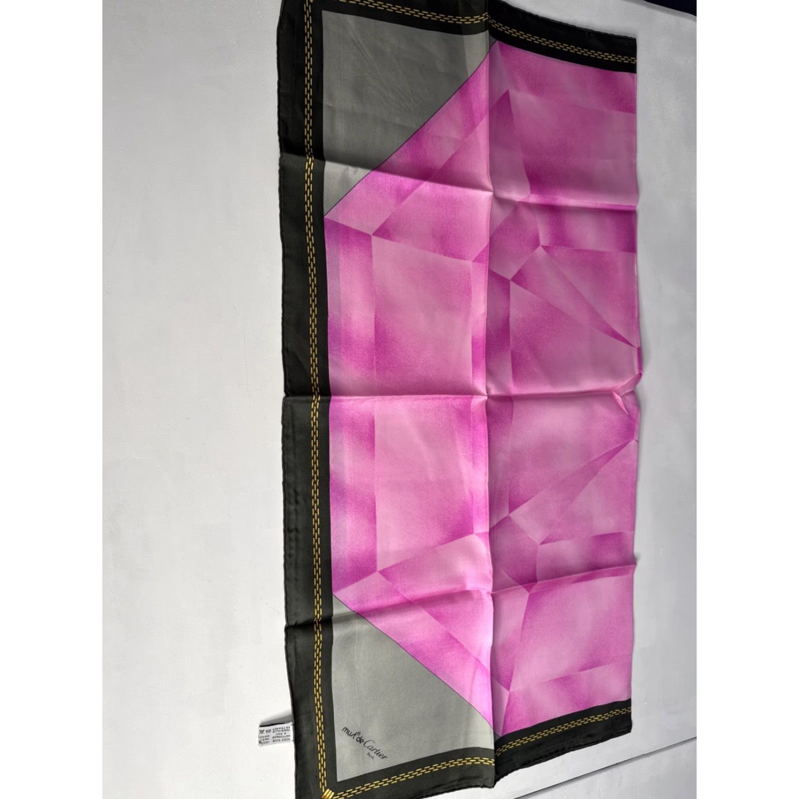 Cartier VINTAGE Cartier Paris Must De Silk Scarf Pink 100% Silk Diamond France Women Size ONE SIZE - 6 Thumbnail