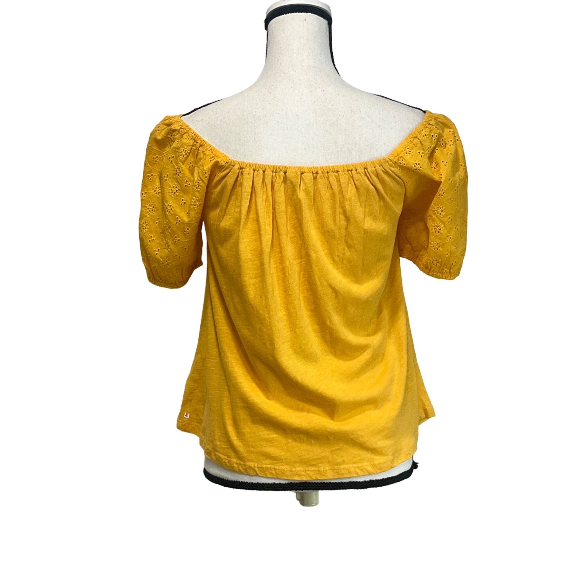 Lucky Brand Lucky Brand women’s Eyelet-sleeve cotton top, warm yellow, S Size S / US 4 / IT 40 - 4 Thumbnail