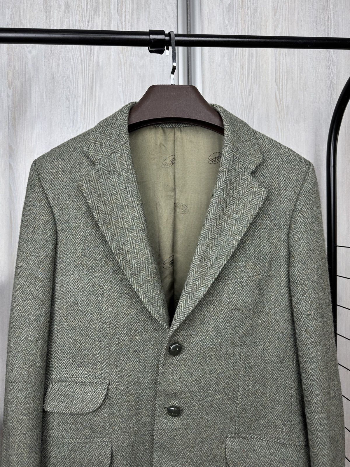 Magee Magee Donegal Tweed herringbone grey trim sport coat blazer Size 38R - 4 Thumbnail
