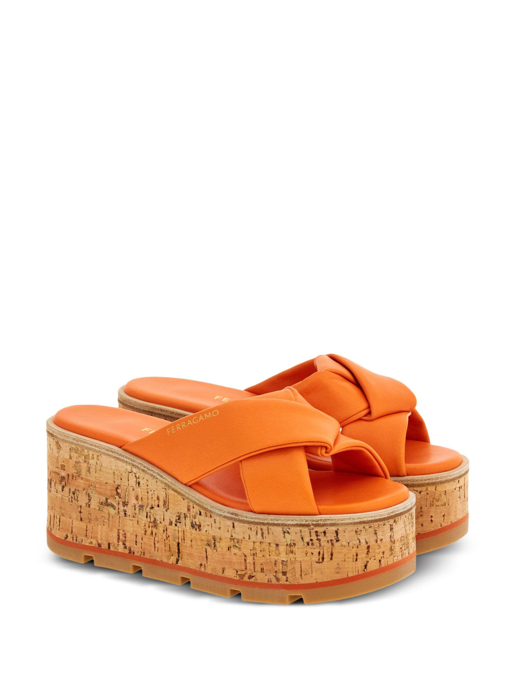 Salvatore Ferragamo o1s1rm0824 Engracia Leather Slides in Orange Size US 8.5 / IT 38.5 - 2 Thumbnail