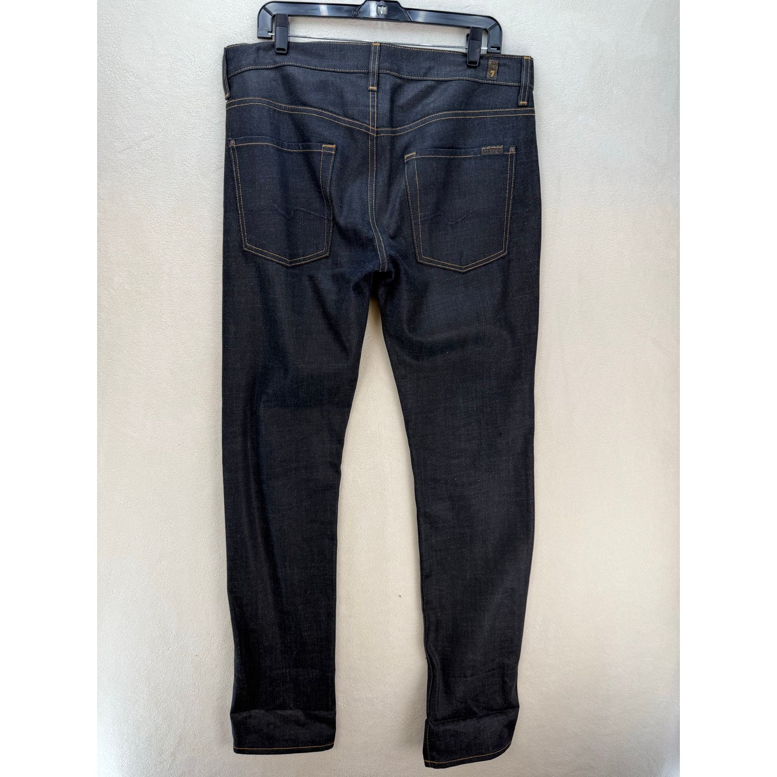 7 For All Mankind 7 FOR ALLMANKIND MEN'S 33 MADE IN USA DARK BLUE WAXED STR Size US 33 - 6 Thumbnail
