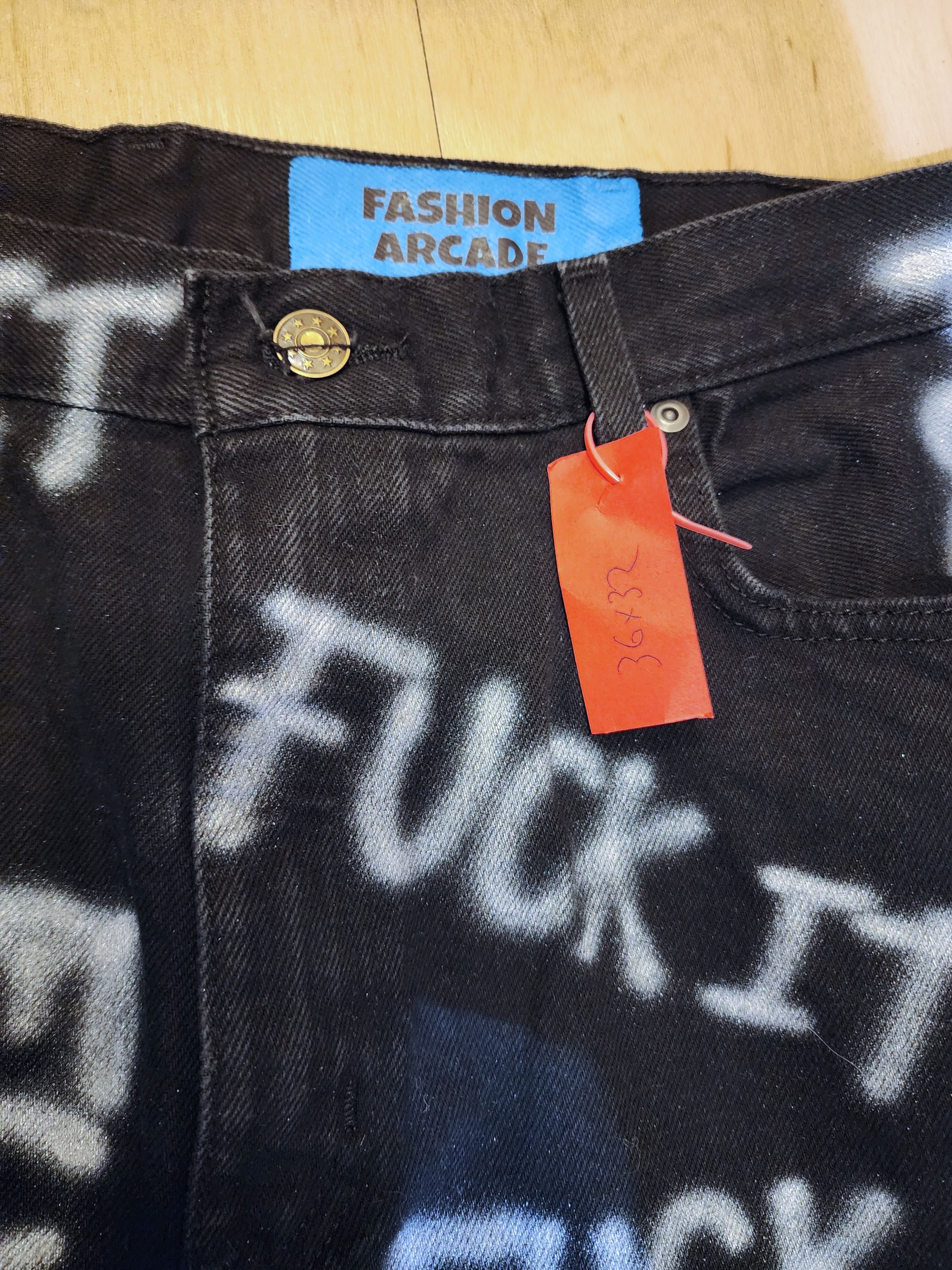 Other FUCK IT Graffiti Black Denim Jeans 36 Size US 36 / EU 52 - 2 Thumbnail