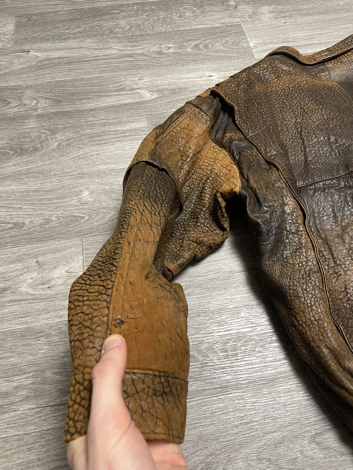 Leather Vintage Leather Brown Patterned Bomber Jacket 90s Size US M / EU 48-50 / 2 - 16 Thumbnail