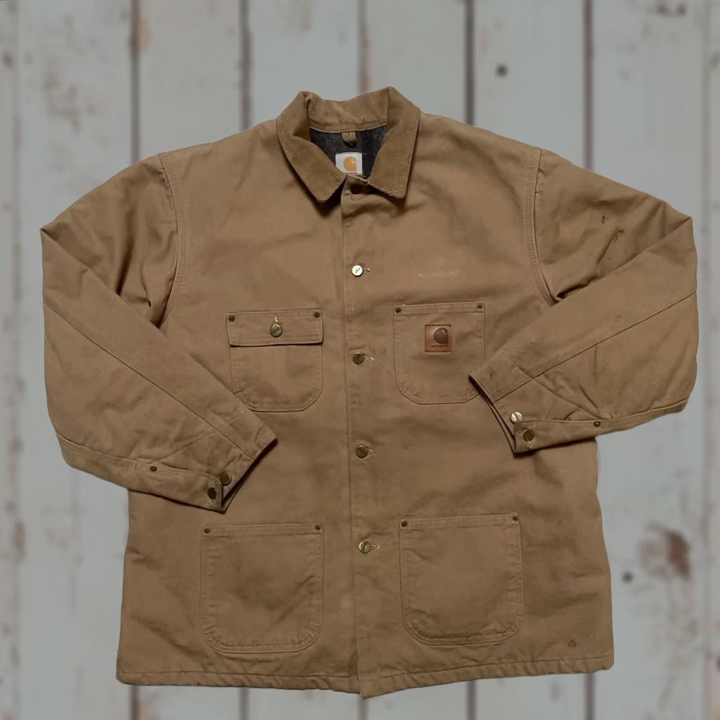 Carhartt VINTAGE Carhartt Jacket Canvas Chore Lined USA XL Unisex Adults Tan 90s Workwear Size US XL / EU 56 / 4 - 1 Thumbnail