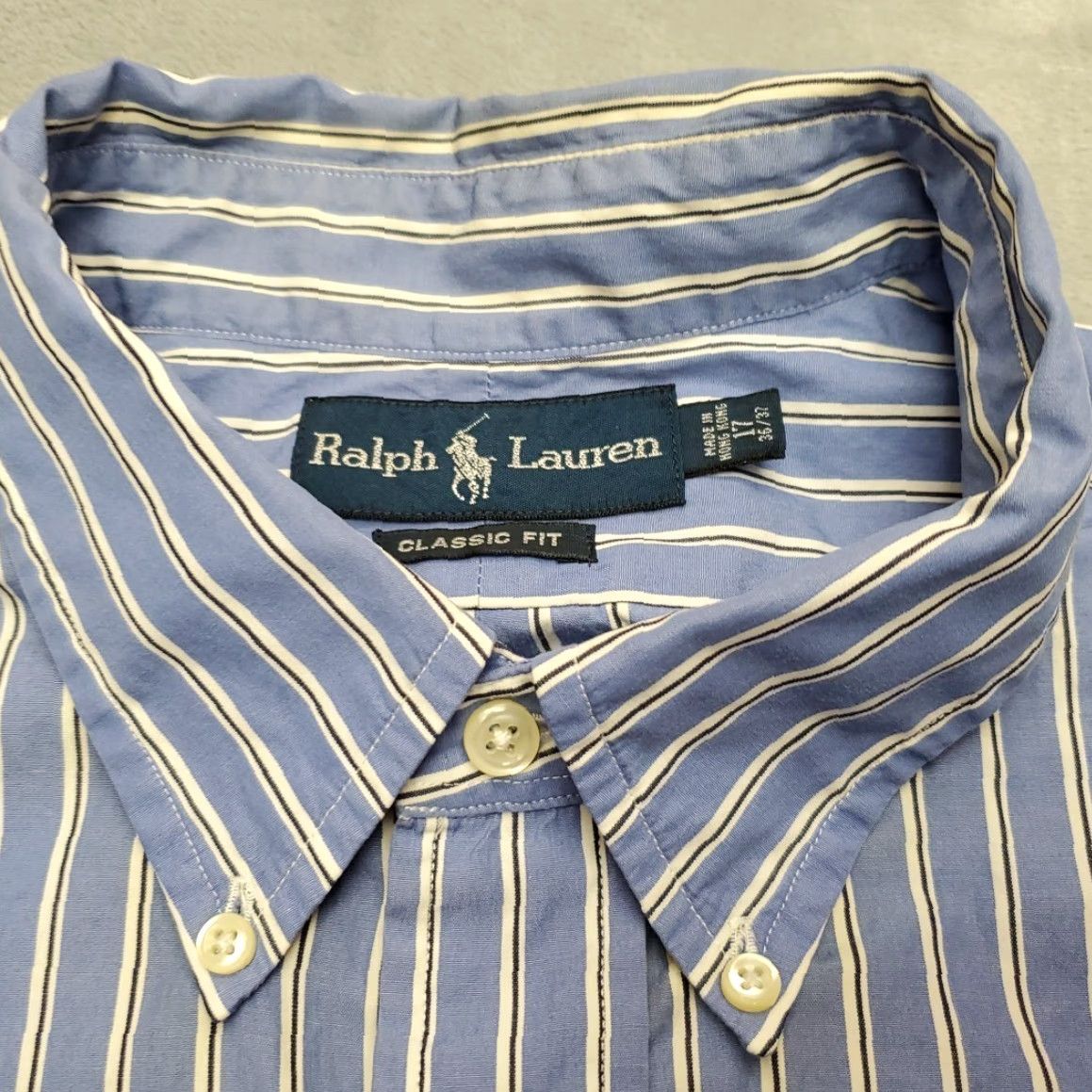Ralph Lauren VINTAGE Ralph Lauren Shirt Mens 17 Blue Striped Long Sleeve Classic Pony Casual Size US L / EU 52-54 / 3 - 5 Thumbnail