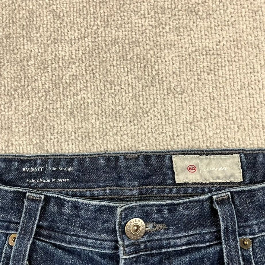 Denime AG Adriano Goldschmied Jeans Slim Straight Everett Mens 34x33 Blue Denim Size US 34 / EU 50 - 4 Thumbnail