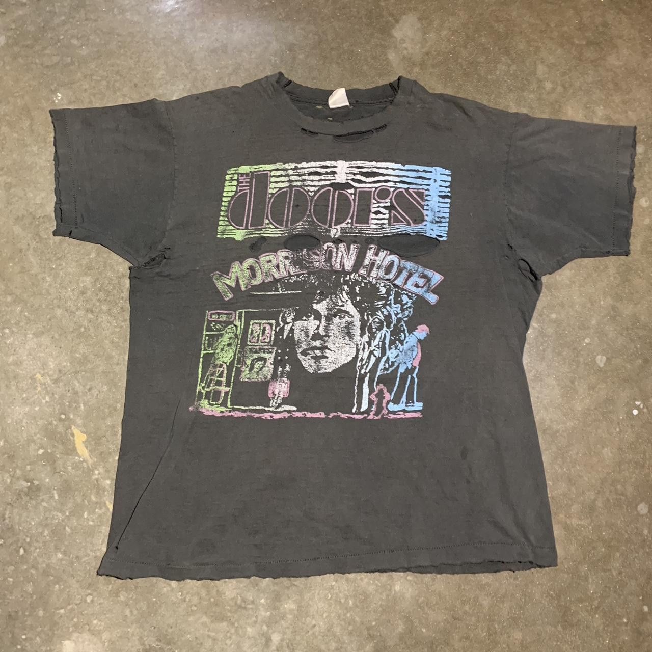Fruit Of The Loom Vintage 80s The Doors Morrsion Hotel Memorial Thrashed Tee Size US XL / EU 56 / 4 - 2 Thumbnail