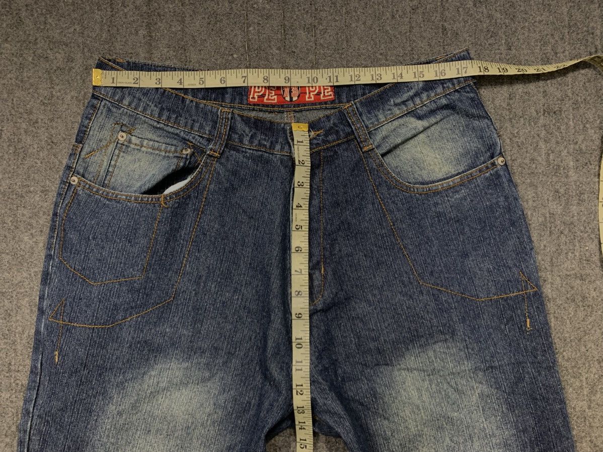 Pepe Jeans Pepe Art Indigo Embroidery Stitching Baggy Straight Cut Size US 35 - 11 Thumbnail