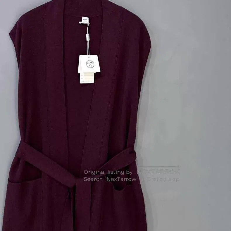 Hermes Hermes Burgundy Cashmere Sleeveless Open Cardigan Dress Size XXS / US 00 / IT 34 - 2 Thumbnail