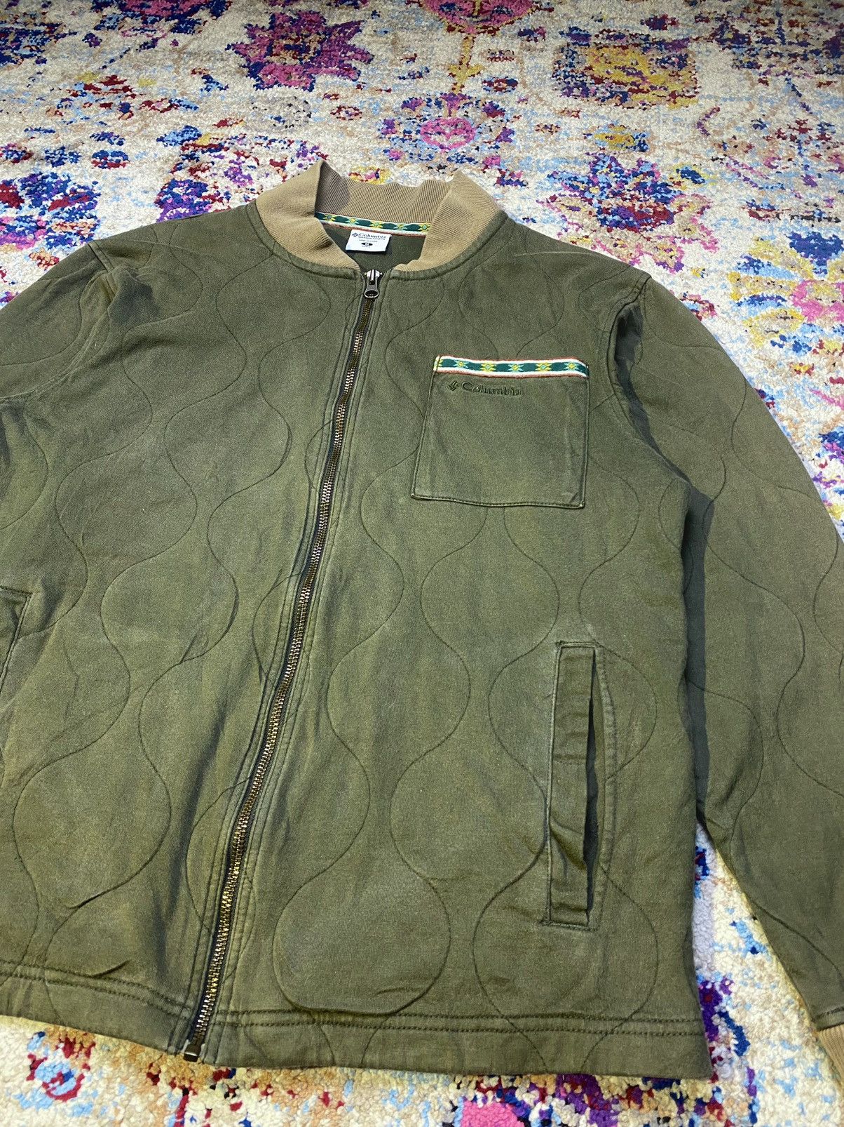 Columbia Columbia Classic Men's Olive Green Quilted Cotton Jacket Size US M / EU 48-50 / 2 - 3 Thumbnail