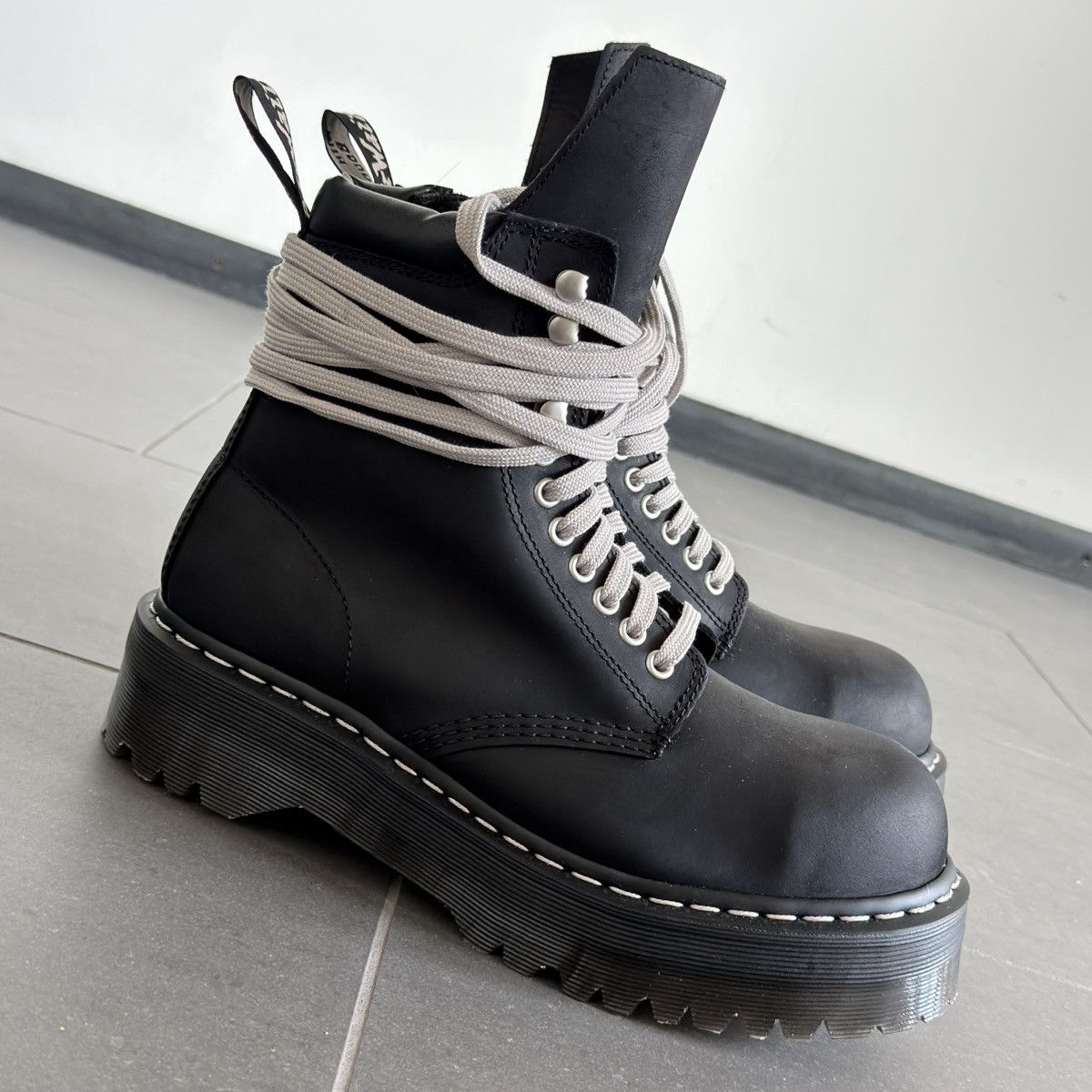 Dr. Martens × Rick Owens Rick Owens x Dr. Martens Quad Sole Steel Toe Platform Boots Size US 9 / EU 42 - 2 Thumbnail