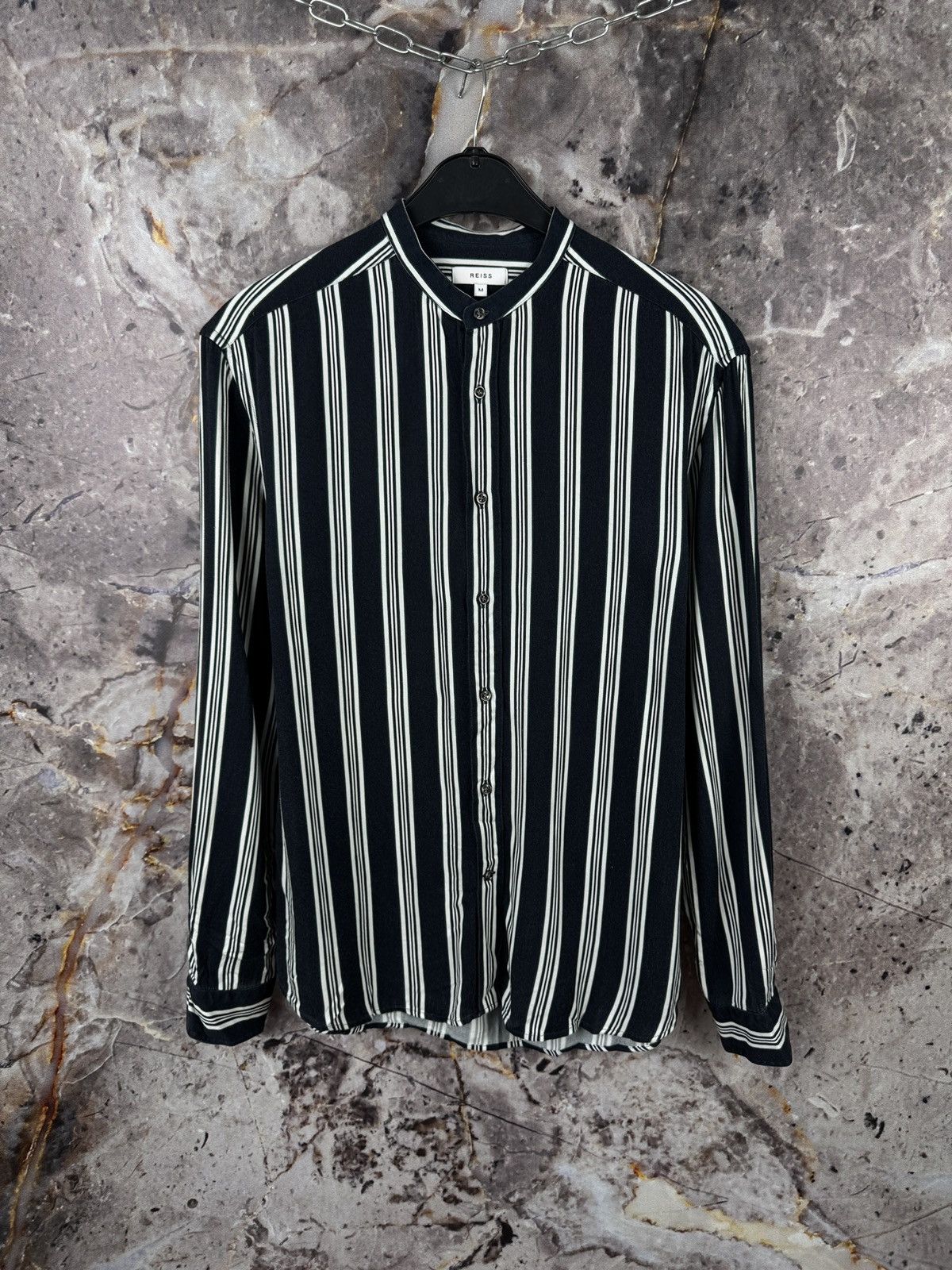 Reiss Reiss Men’s Striped Button Up Shirt Long Sleeve Black White Size US M / EU 48-50 / 2 - 1 Thumbnail