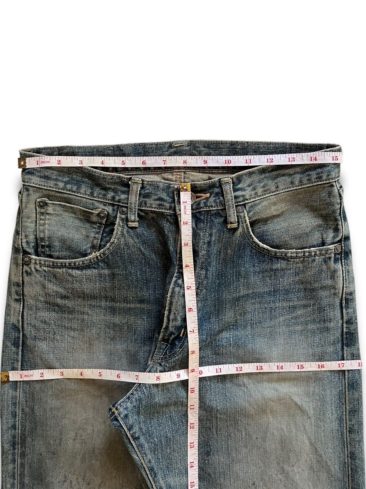 Edwin Vintage Edwin 505X Selvedge Distressed Baggy Jeans Size US 31 - 12 Thumbnail