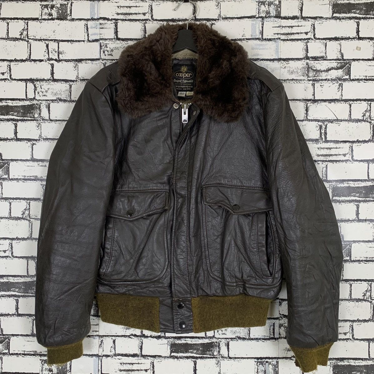 Cooper × Genuine Leather × Vintage Vintage Cooper Sportwear Sherling Leather Jacket Size US M / EU 48-50 / 2 - 1 Thumbnail