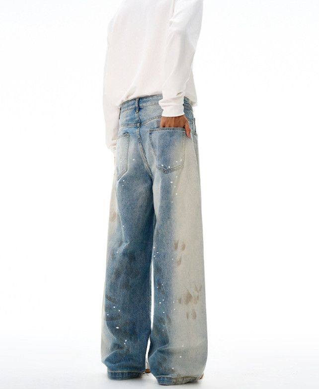Japanese Brand American street men's washed retro splatter loose jeans Size US 32 / EU 48 - 3 Thumbnail