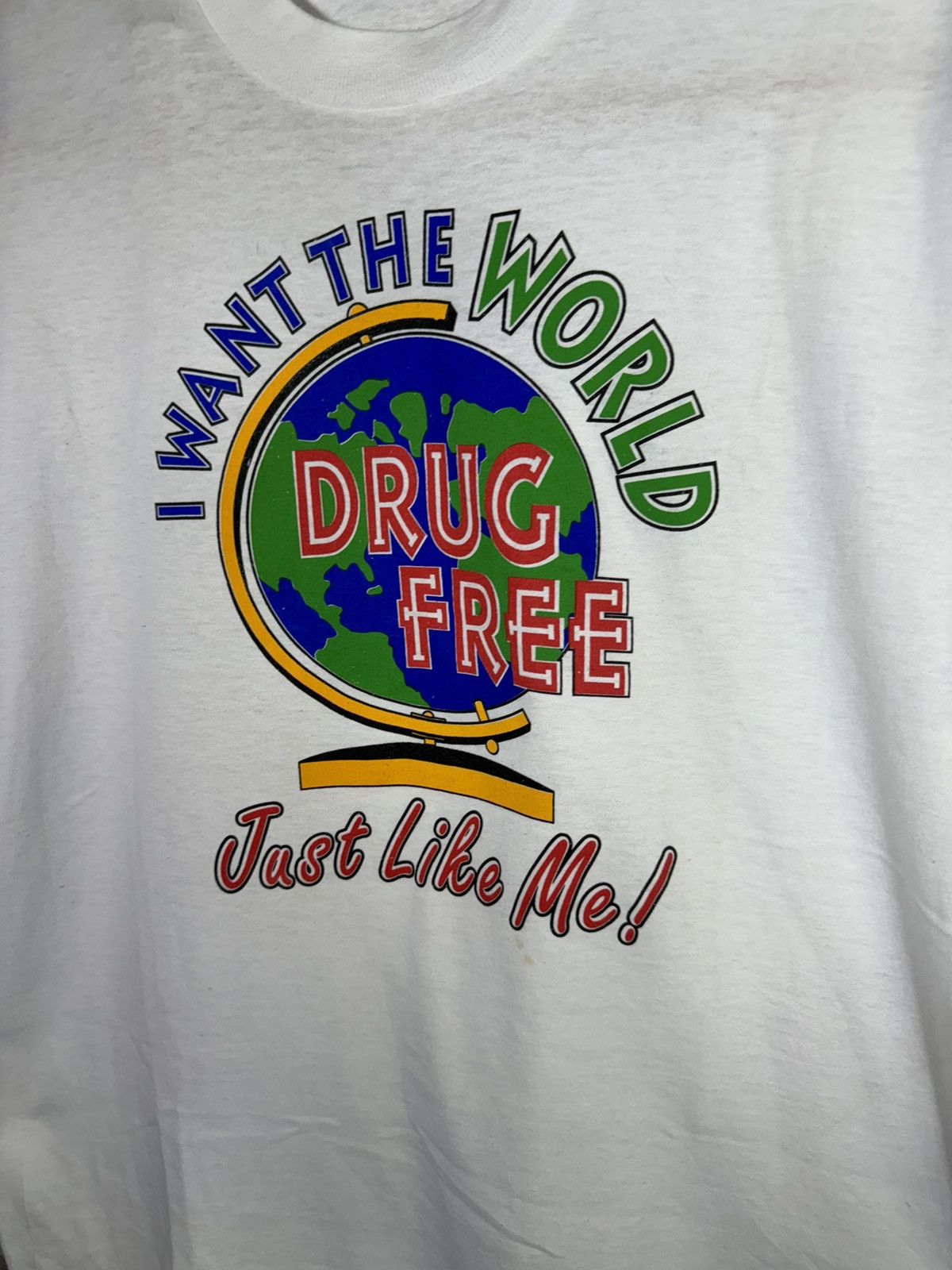 Vintage Vintage I Want The World Drug Free Shirt Size US L / EU 52-54 / 3 - 3 Thumbnail