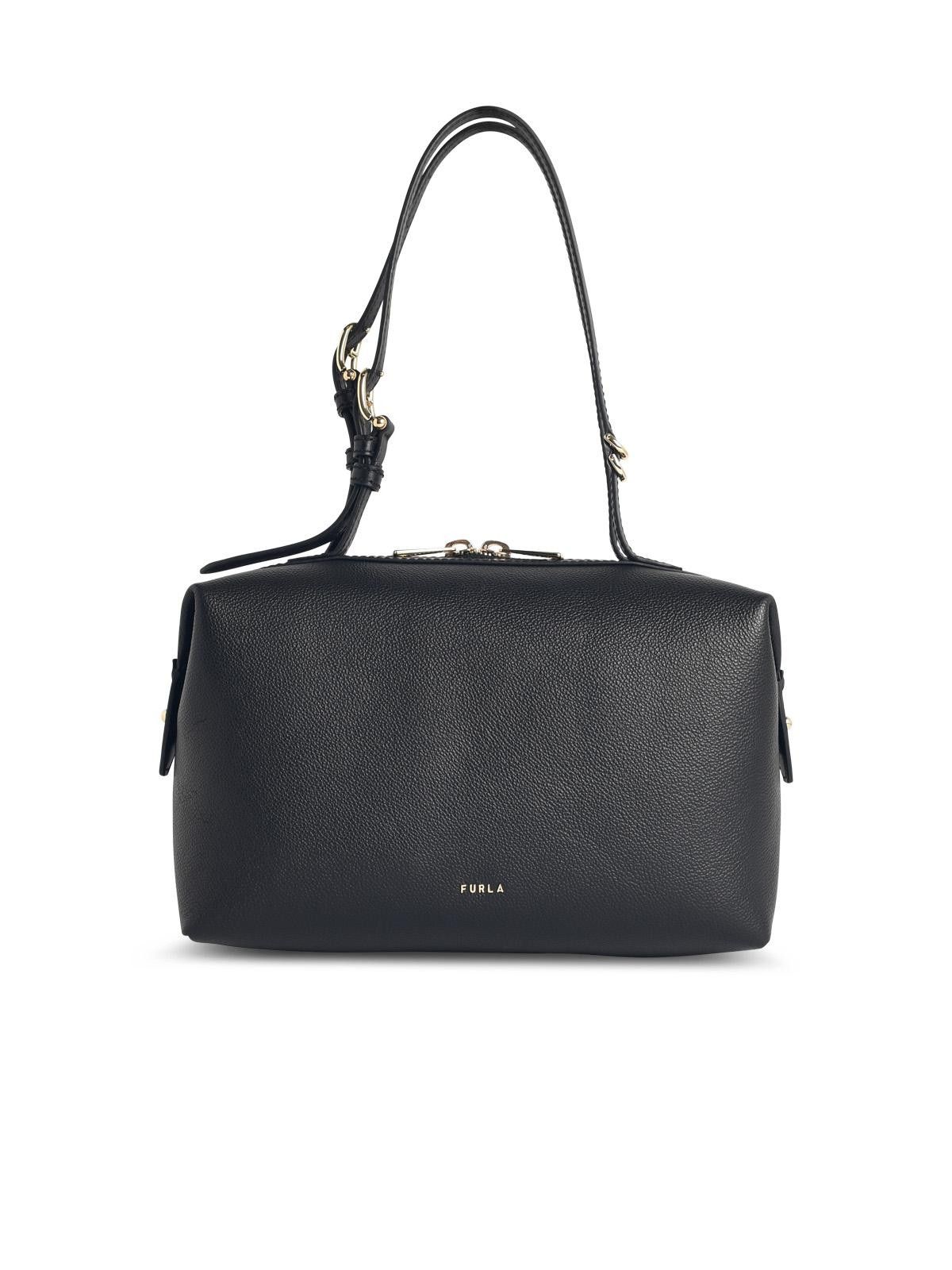 FURLA 'Double' Black Leather Bag