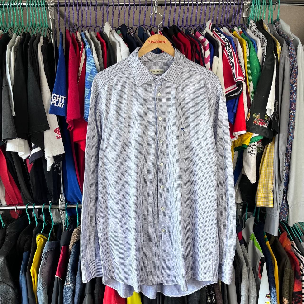 Etro Etro Casual Blue Button-Up Shirt Pegaso Made in Italy Milano Size US XXL / EU 58 / 5 - 2 Thumbnail