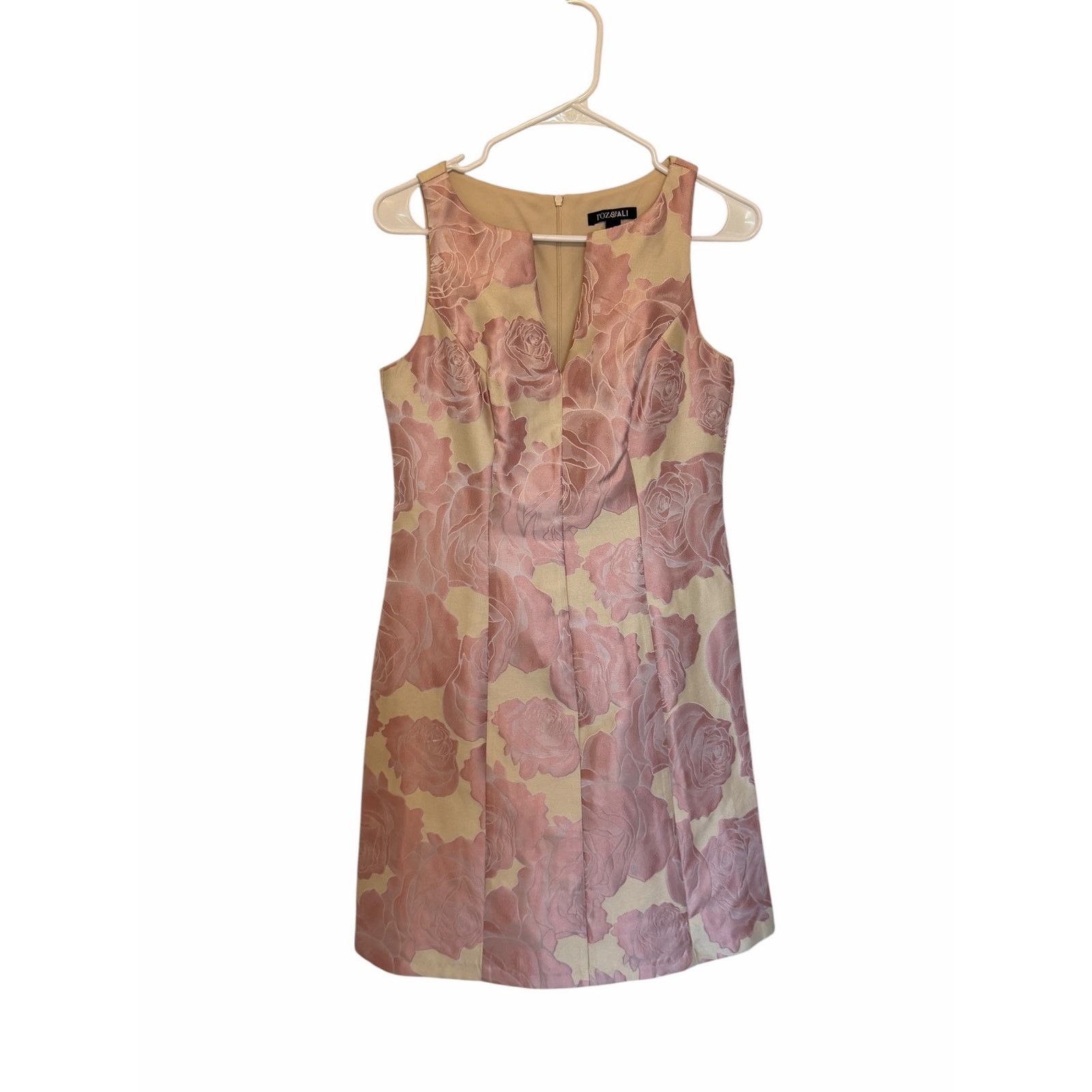 Other Pink Cream V-Neck Sleeveless Formal Pocketed Midi Dress Size XS / US 0-2 / IT 36-38 - 2 Thumbnail