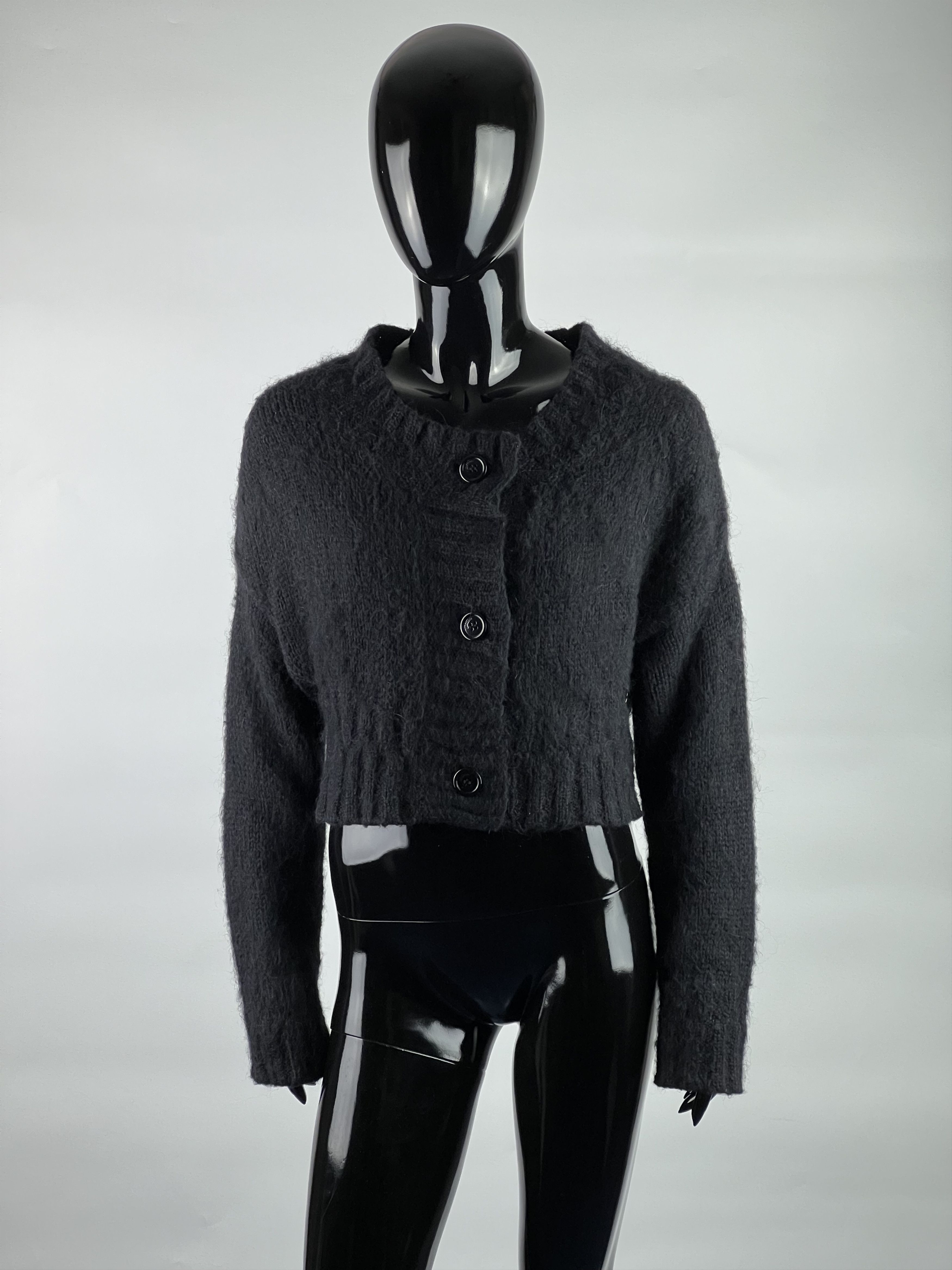 John Galliano Black Mohair Cropped Cardigan