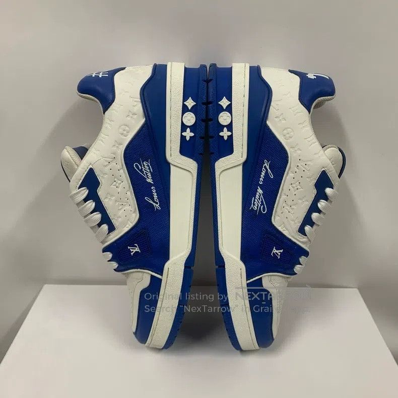 Louis Vuitton Louis Vuitton Trainer white and blue relief shoes Size US 6 / EU 39 - 3 Thumbnail