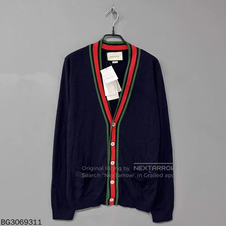 Gucci Gucci Classic red and green striped cardigan coat Size XL / US 12-14 / IT 48-50 - 1 Thumbnail