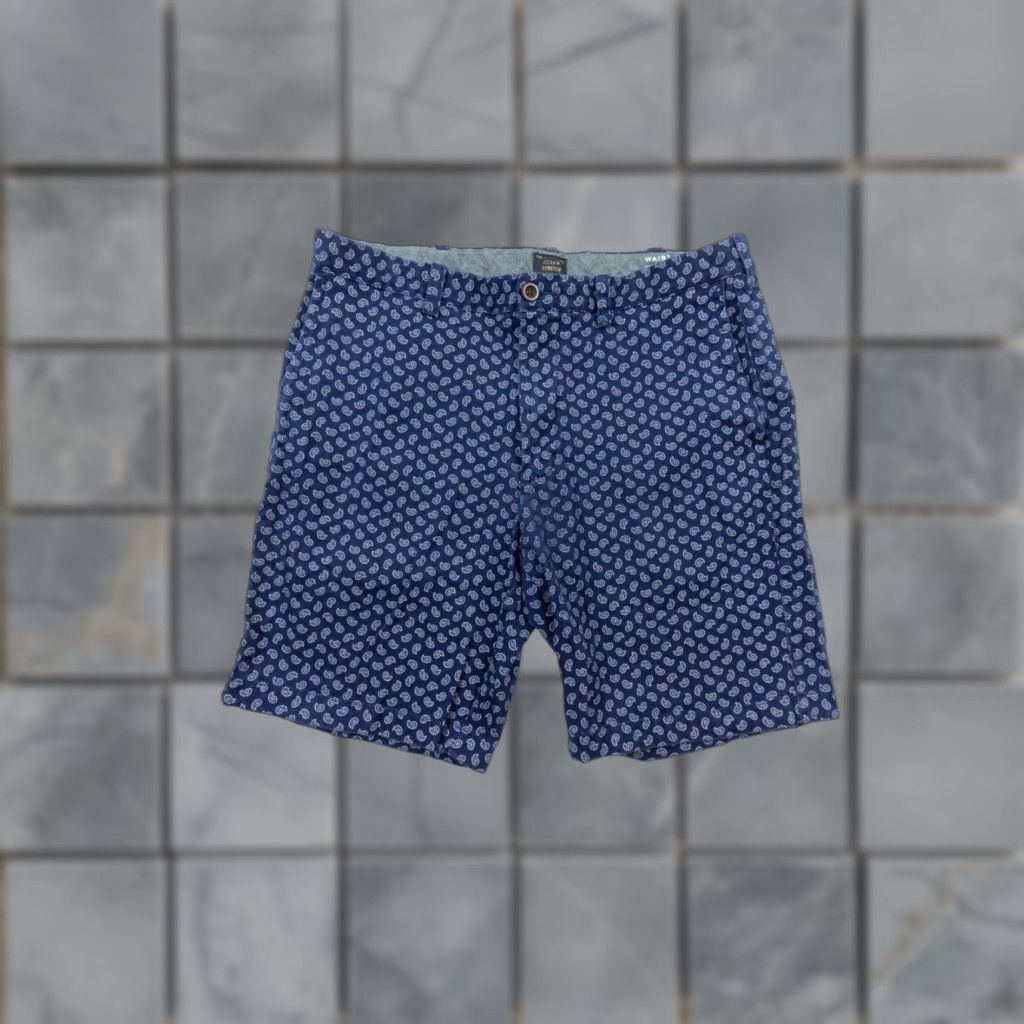 J.Crew JCrew Men’s Stretch Chino Shorts 9" Flat Front 35 Blue Paisley Casual Preppy Mens Size US 35 - 1 Thumbnail