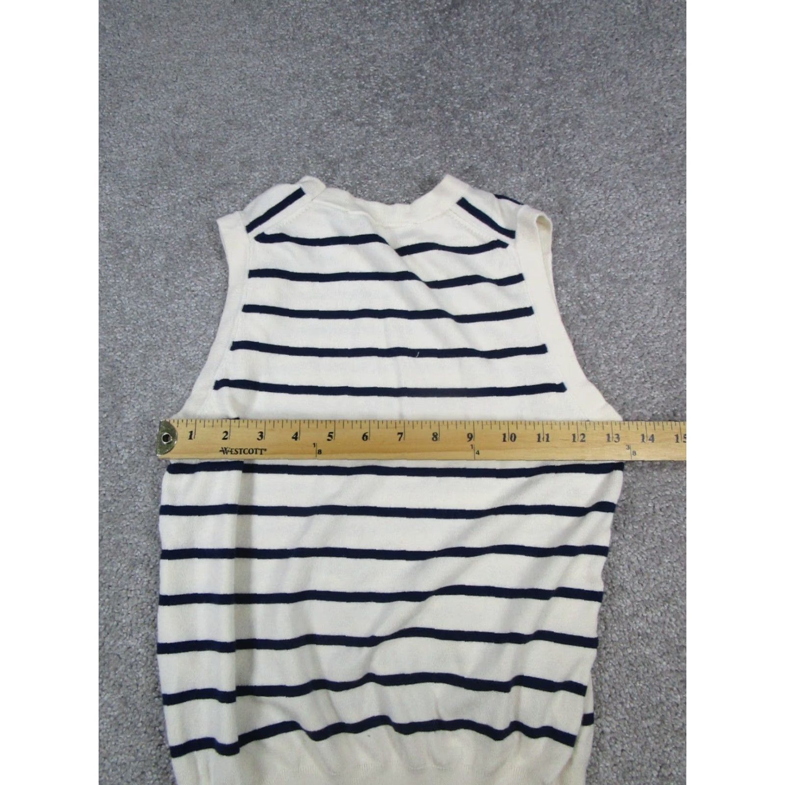 Zara Zara Vest Womens Small Beige Blue Knit Sweater Shirt Womens Regular Size S Beige Knit Vest Mock Neck Sleeveless Pattern Striped 90s? (Oops) Size S / US 4 / IT 40 - 5 Thumbnail