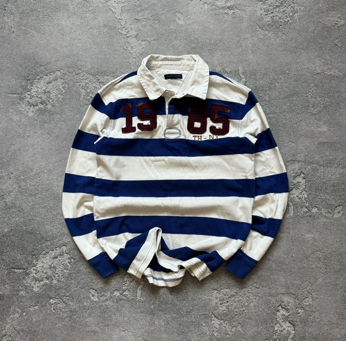 Tommy Hilfiger × Vintage Tommy Hilfiger S striped rugby 🏉 sweatshirt long sleeve polo Size US S / EU 44-46 / 1 - 1 Thumbnail