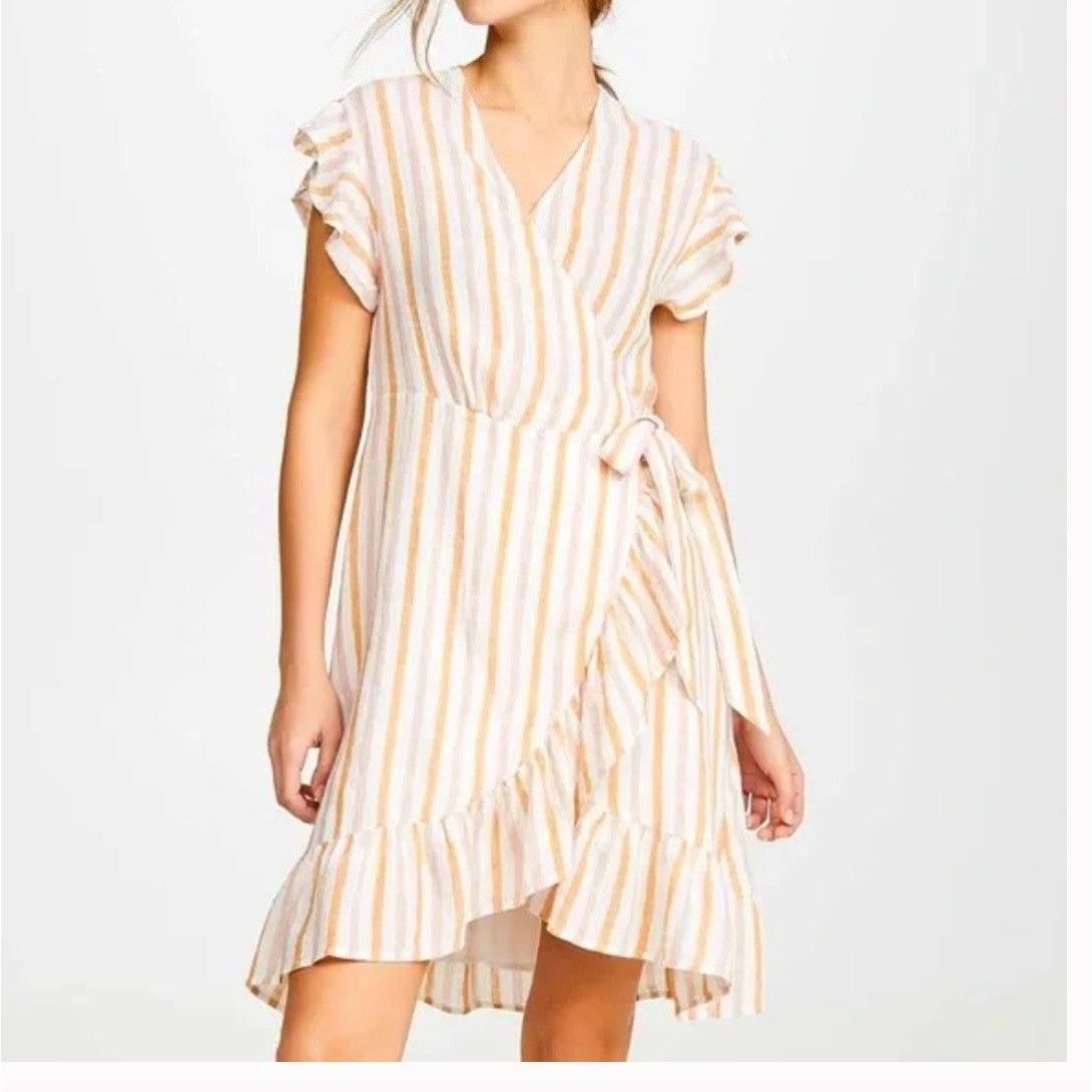 Rails RAILS Brigitte Ruffled Wrap Dress M Metallic Striped Multi L Size M / US 6-8 / IT 42-44 - 1 Thumbnail