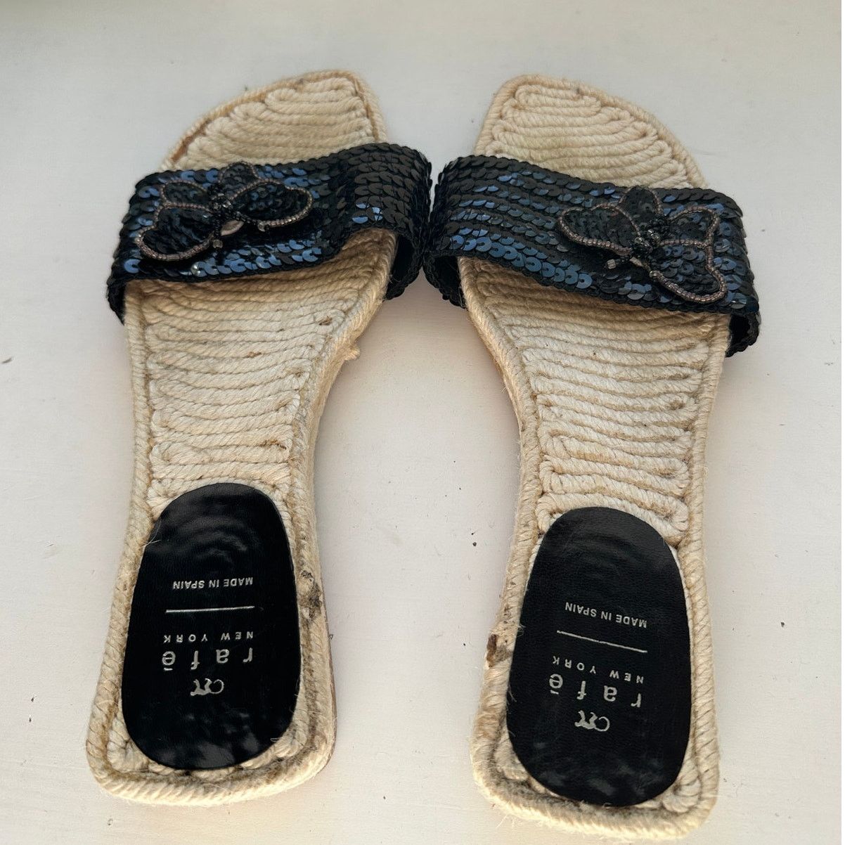 Other Rafe NY Black Sequin Butterfly Espadrille Sandal 38 / 7.5 Size US 7.5 / IT 37.5 - 11 Thumbnail