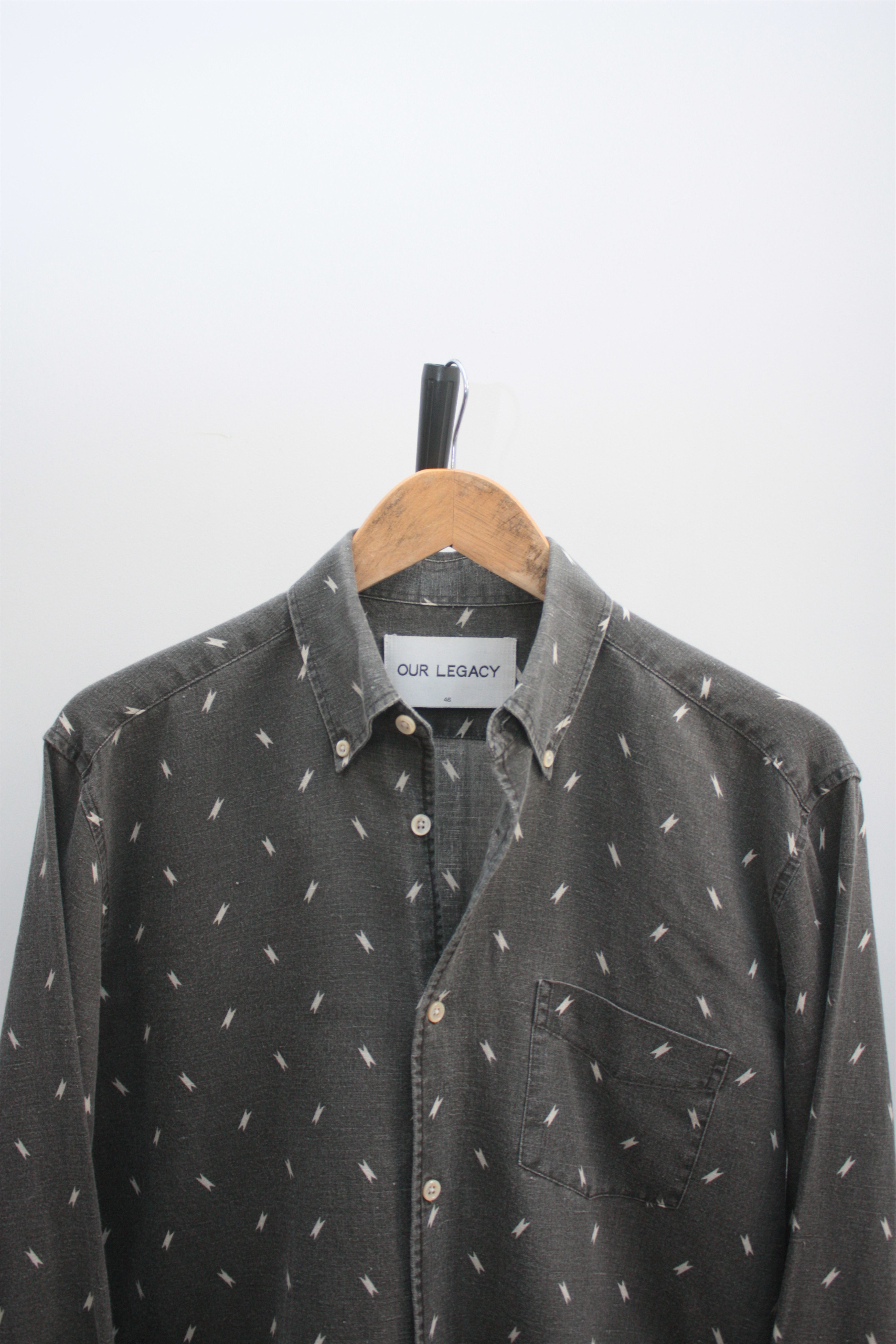 Our Legacy Linen Blend Grey Shirt Men's 46 Made In Portugal