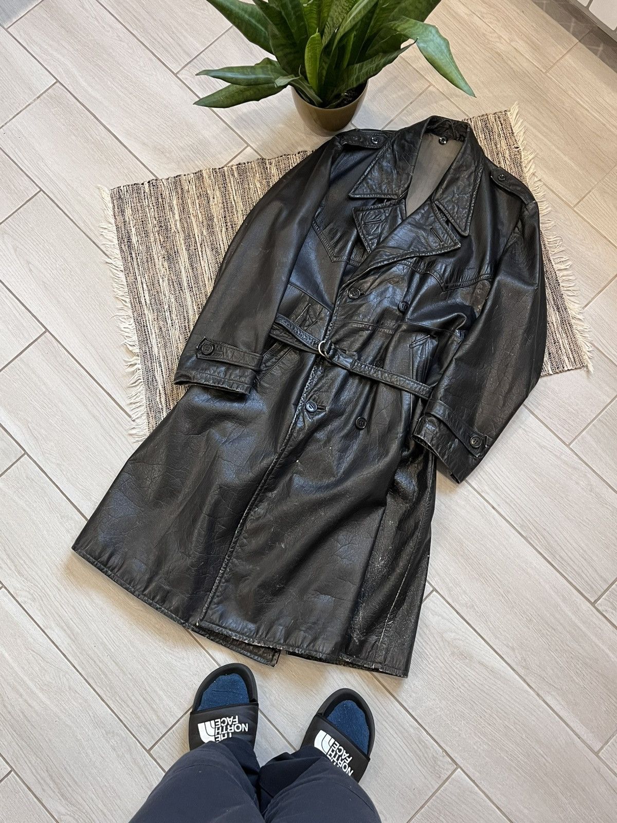 Retro Millitary Leather Coat 1951 black jacket vintage 50s