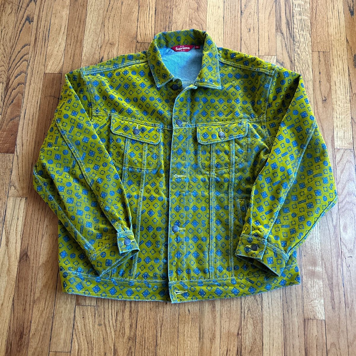 Supreme supreme flocked denim trucker jacket | Grailed