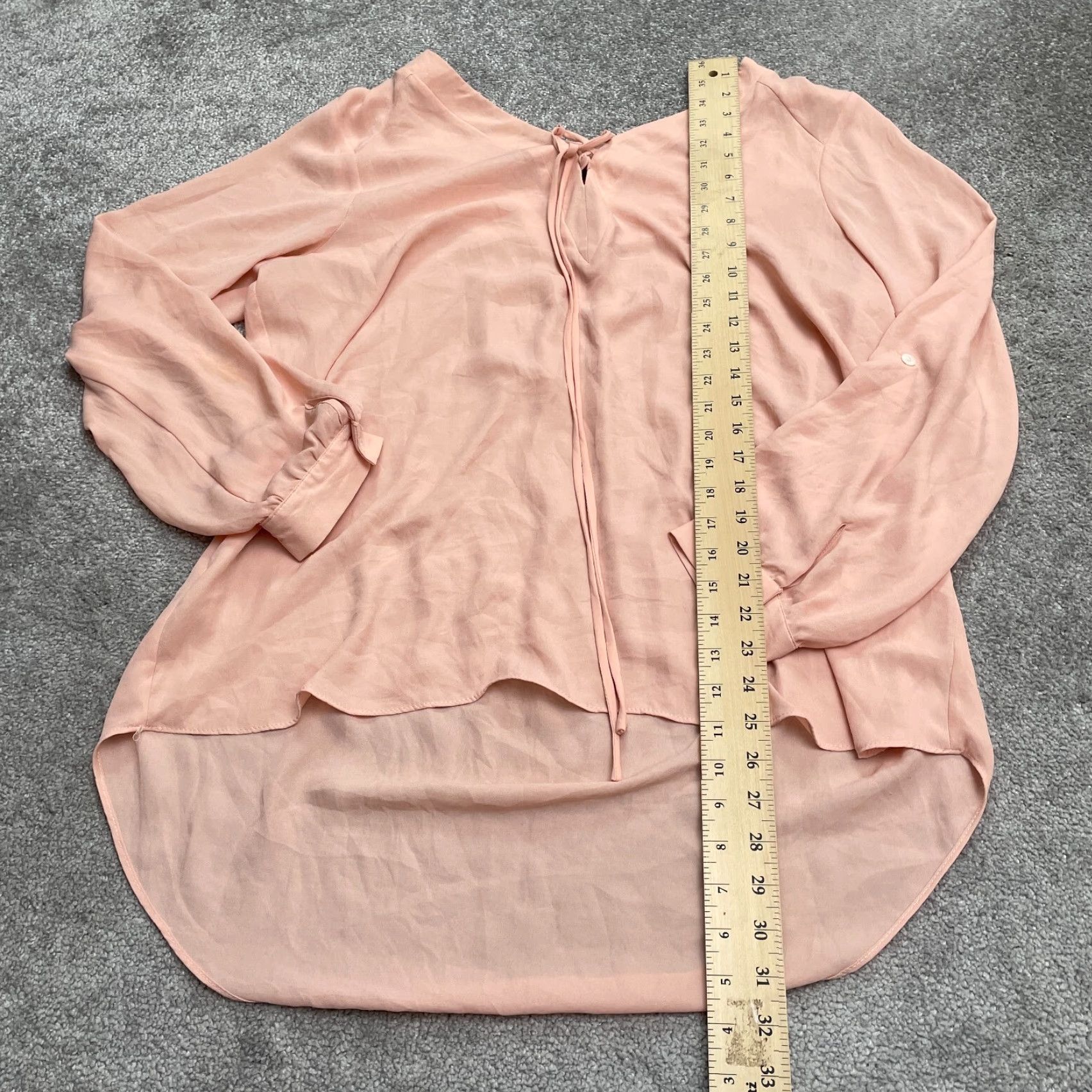 Vintage Roz & Ali Blouse Shirt Womens 1X Orange V-Neck Long Sleeve Chiffon Tunic Casual Workwear Modern Classic Size XL / US 12-14 / IT 48-50 - 7 Thumbnail