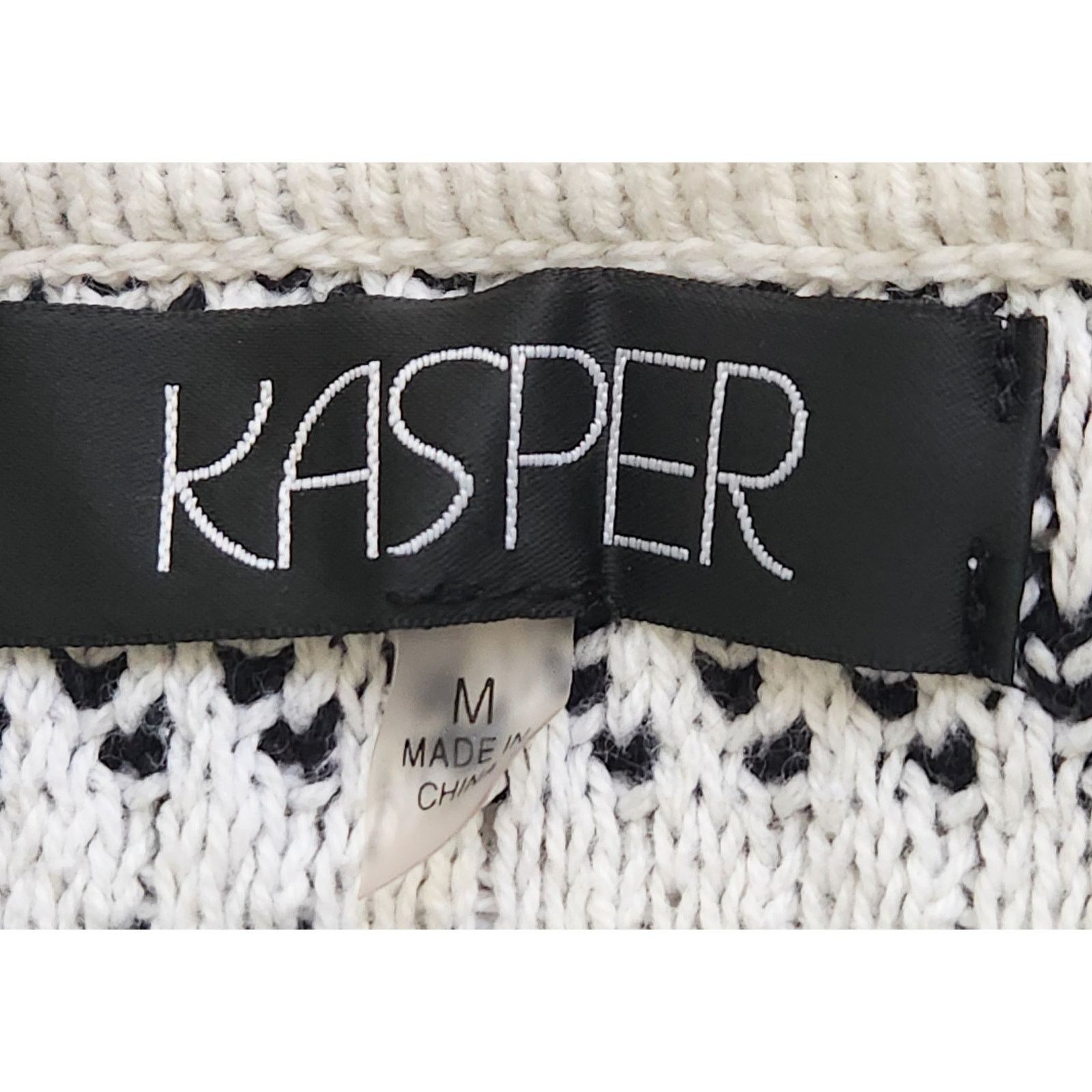 Other Kasper Black White Stripe Knit Open Front Cardigan Sweater M Size M / US 6-8 / IT 42-44 - 6 Thumbnail
