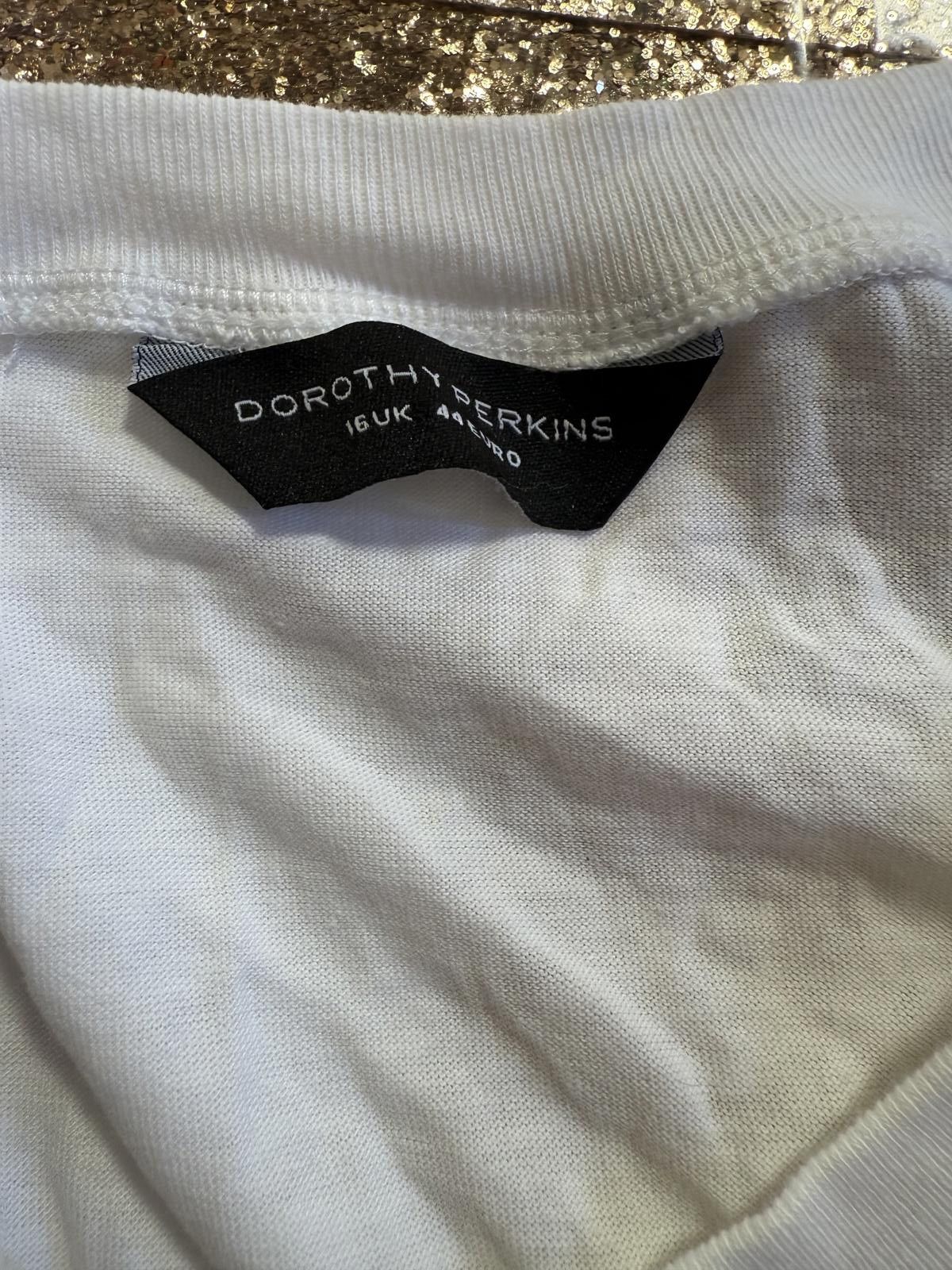Designer Dorothy Perkins White V-Neck Top - Size 16 Size XL / US 12-14 / IT 48-50 - 3 Thumbnail