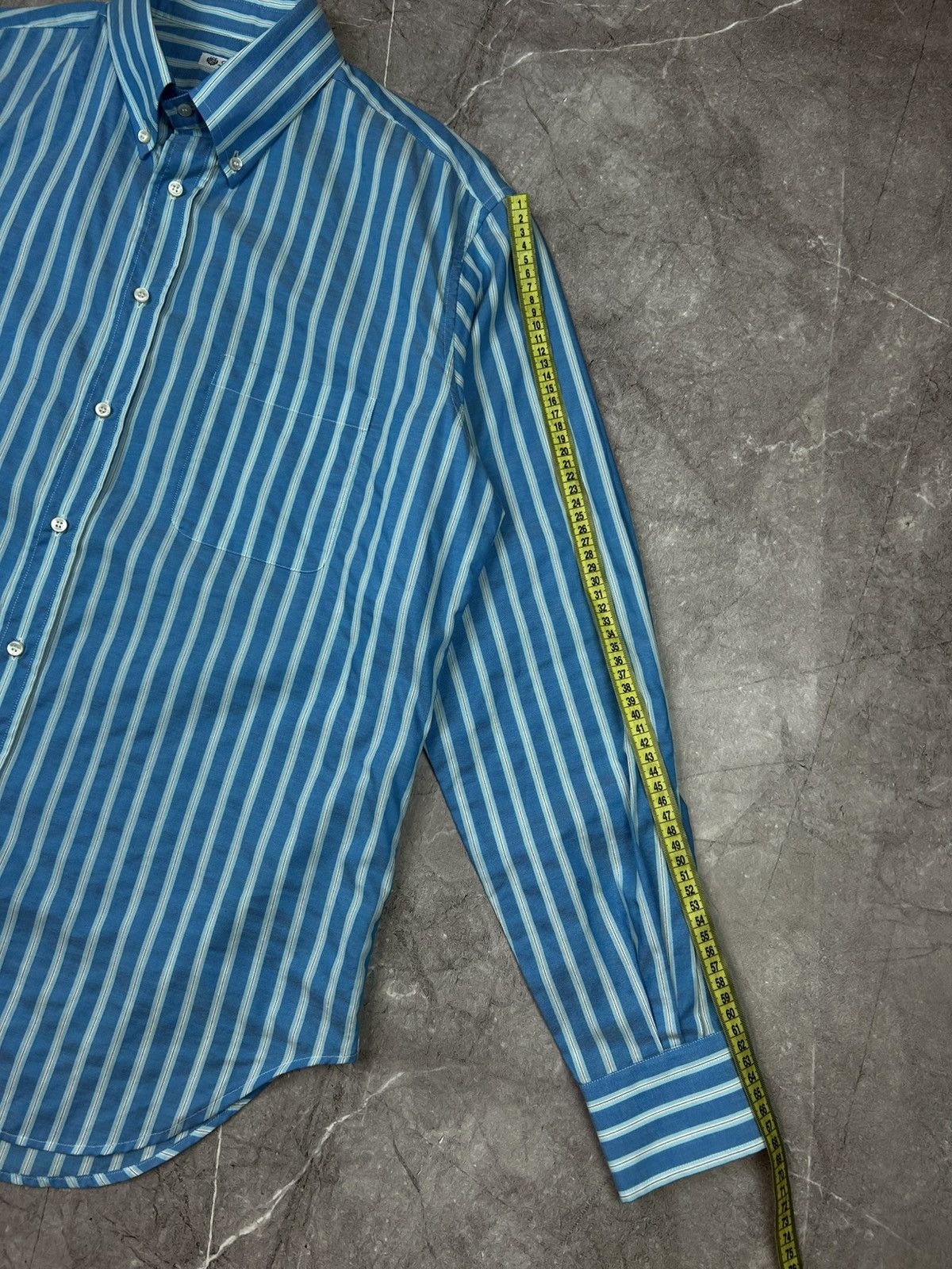Loro Piana Loro Piana Shirt Button Up White Blue Stripped Cotton Formal Size US L / EU 52-54 / 3 - 15 Thumbnail