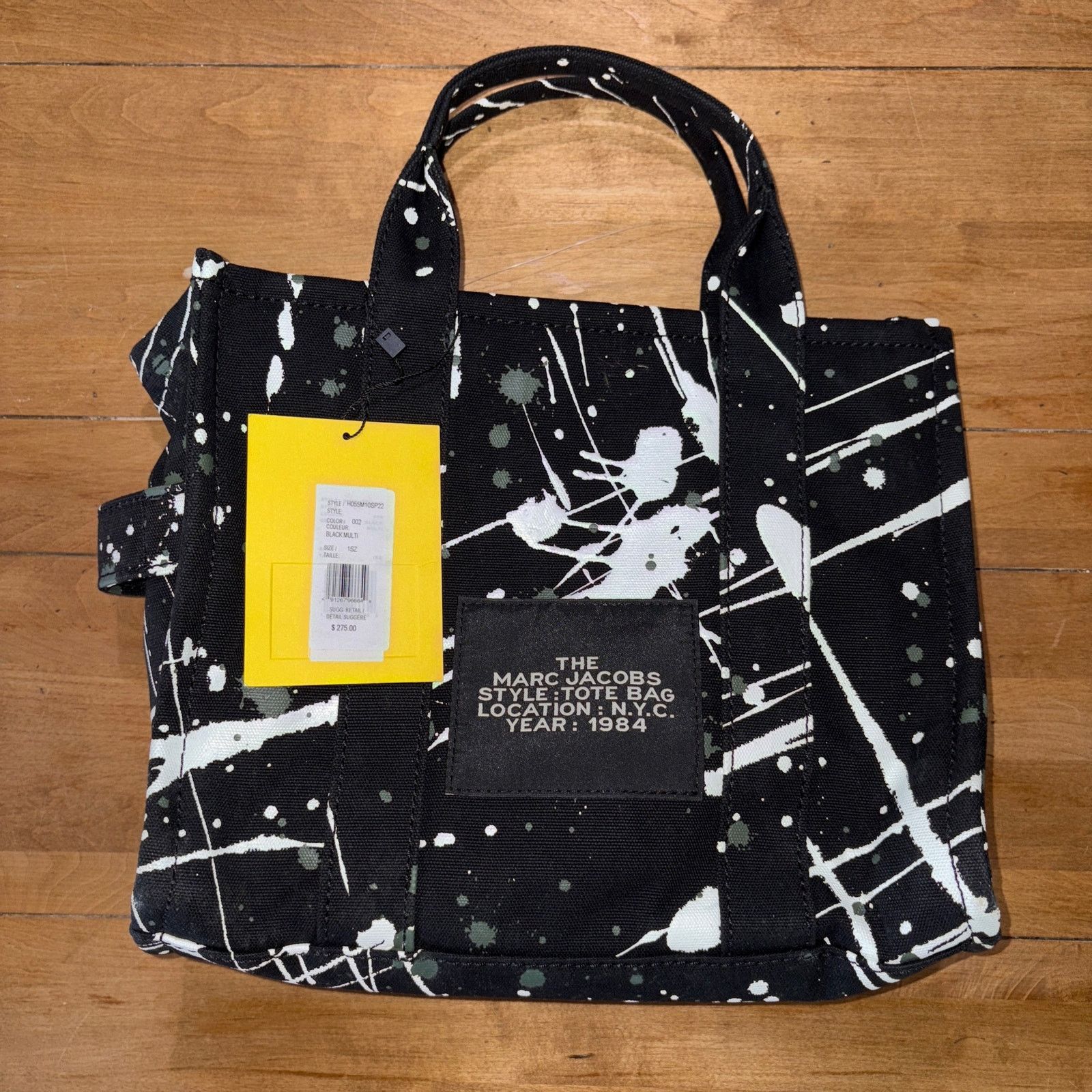 Marc Jacobs Marc Jacobs Canvas Splatter Medium The Tote Bag Black NWT Size ONE SIZE - 5 Thumbnail