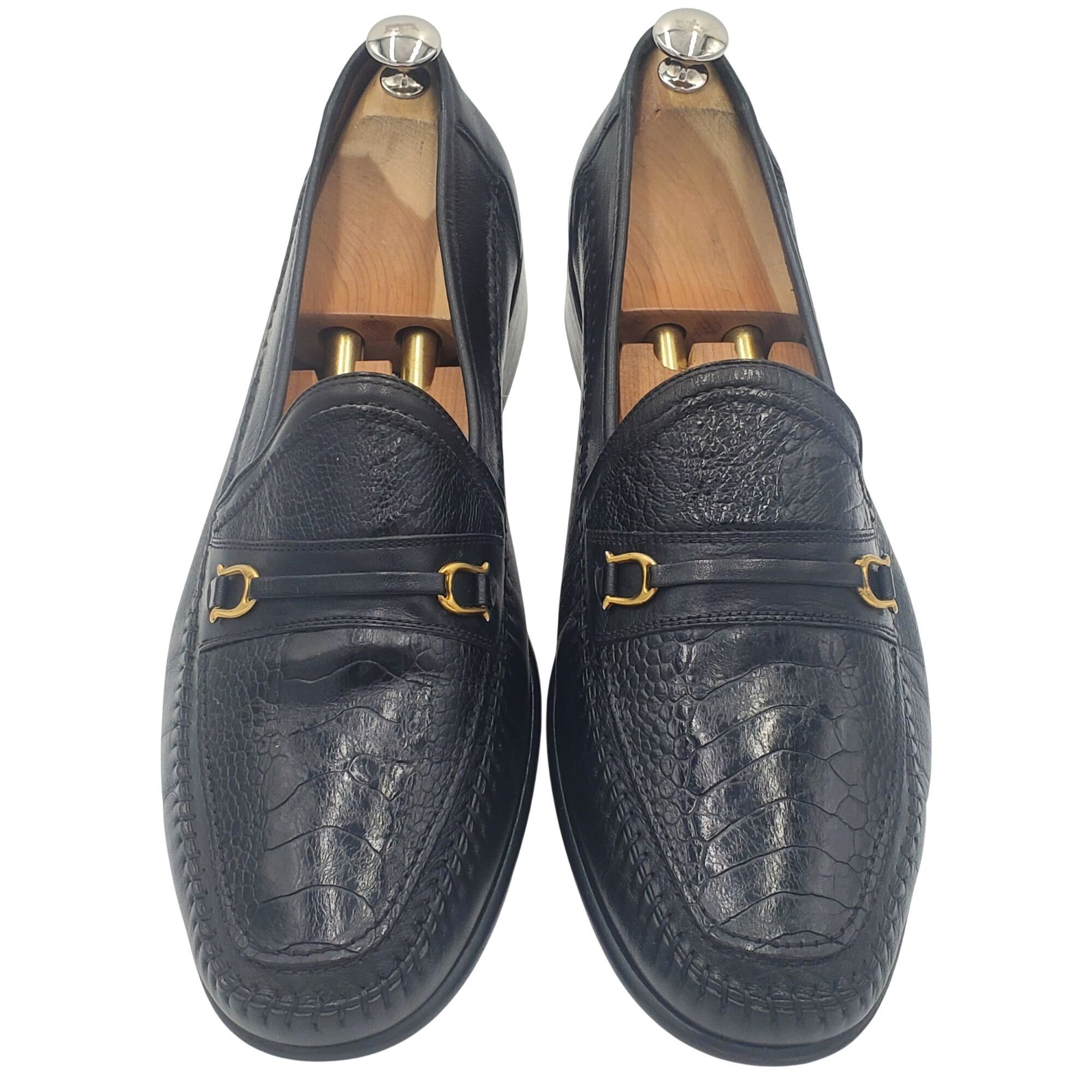 David Eden David Eden Men's size 13 Black Ostrich Leather Horse bit loa Size US 13 / EU 46 - 2 Thumbnail