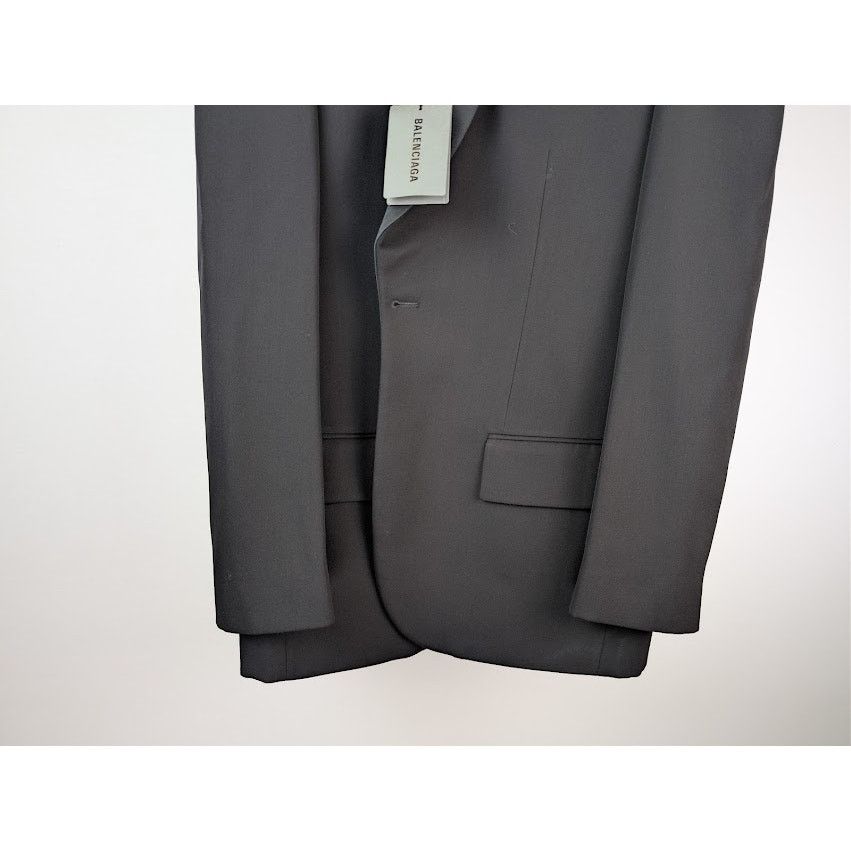 Balenciaga o1rshd1 Oversized Tuxedo Jacket in Black Wool Barathea Size US XXS / EU 40 - 4 Thumbnail