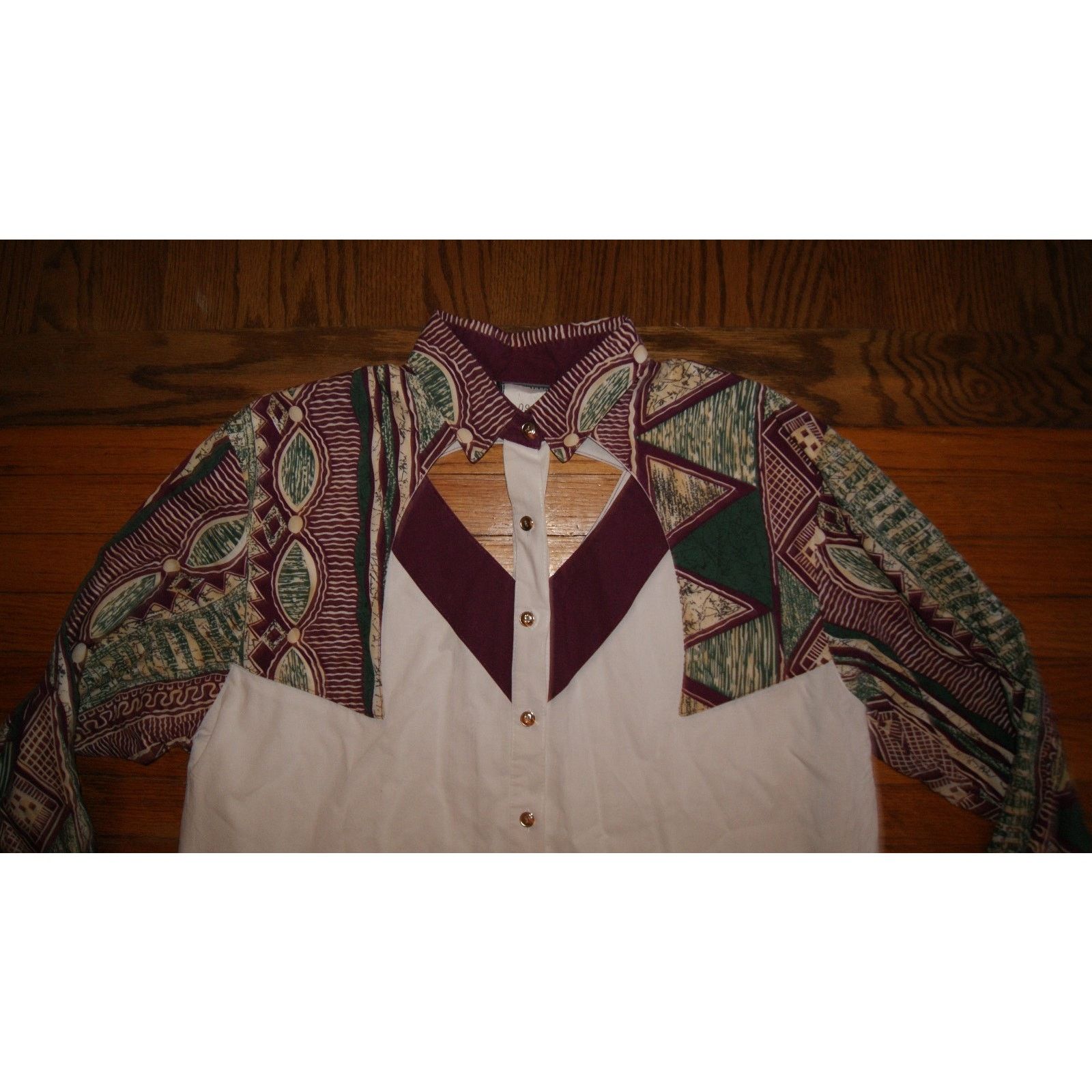 Vintage VTG Roughrider By Circle T Womans XL Western Shirt Aztec Size XL / US 12-14 / IT 48-50 - 2 Thumbnail