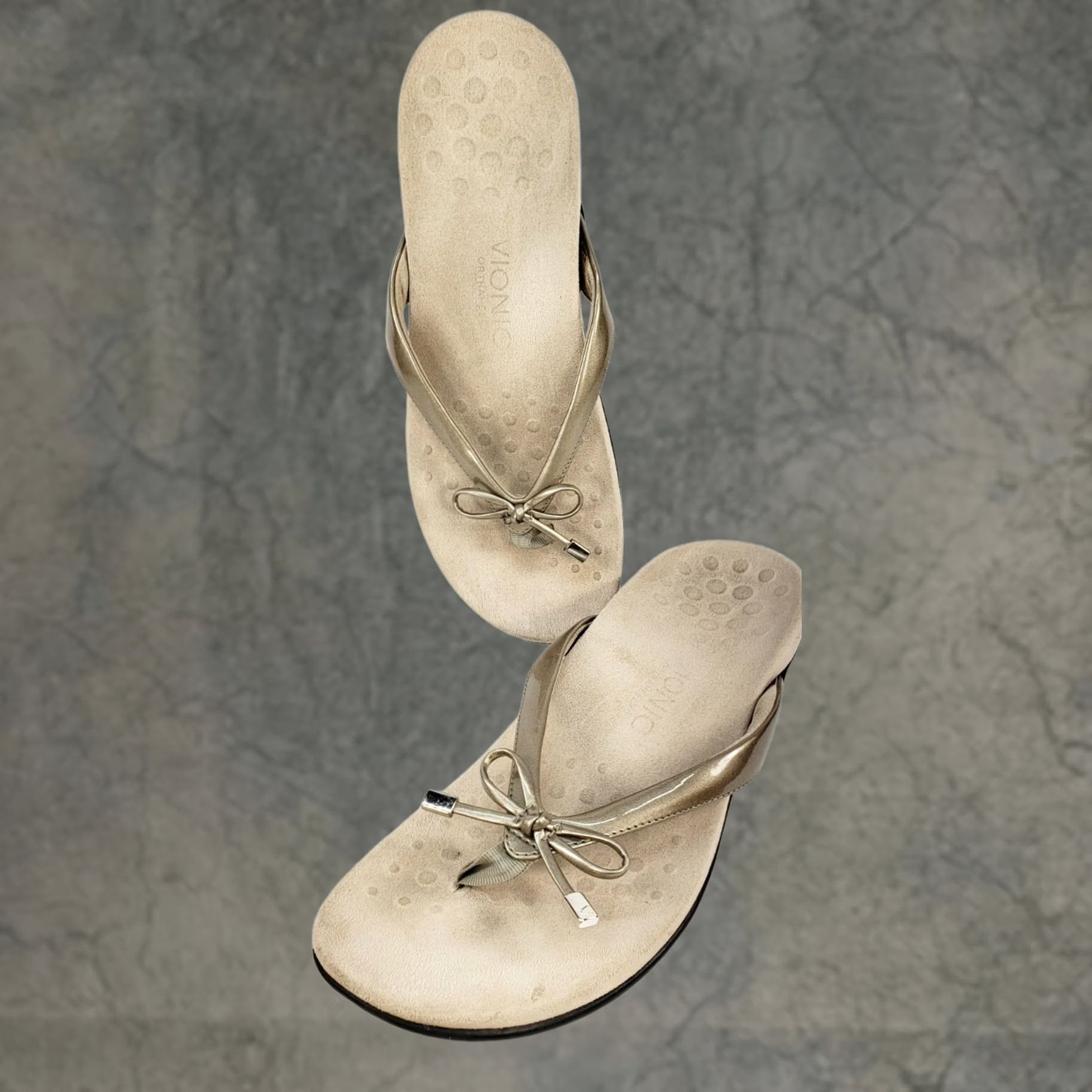 Vionic Vionic Bella II Women's Sandal Thong Slide-on Size 10 Beige Bow Upfront Flat Heel M US 10 EU 41 UK 8.5 Size US 9 / IT 39 - 1 Thumbnail