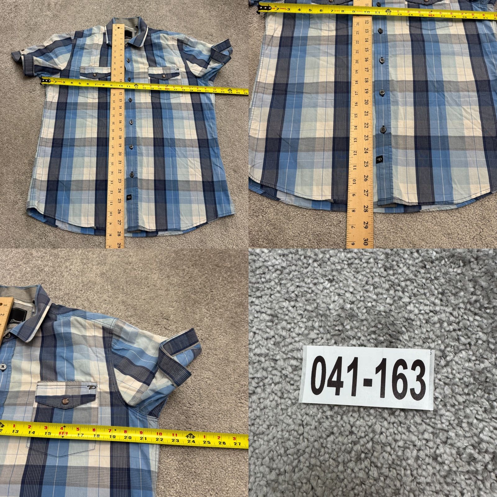 Vintage 7 Diamonds Button-Down Shirt Mens Large Blue Plaid Short Sleeve Cotton Casual Size US L / EU 52-54 / 3 - 9 Thumbnail