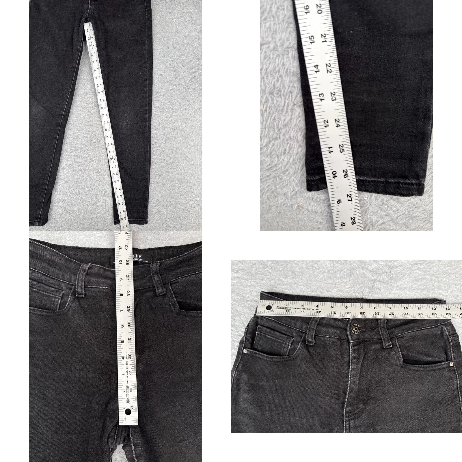 Vintage Manley Jeans Juniors 7 Black Denim Skinny Taper Leg Mid Rise Cotton Blend 26x27 Jeans Womens Size 28" / US 6 / IT 42 - 8 Thumbnail