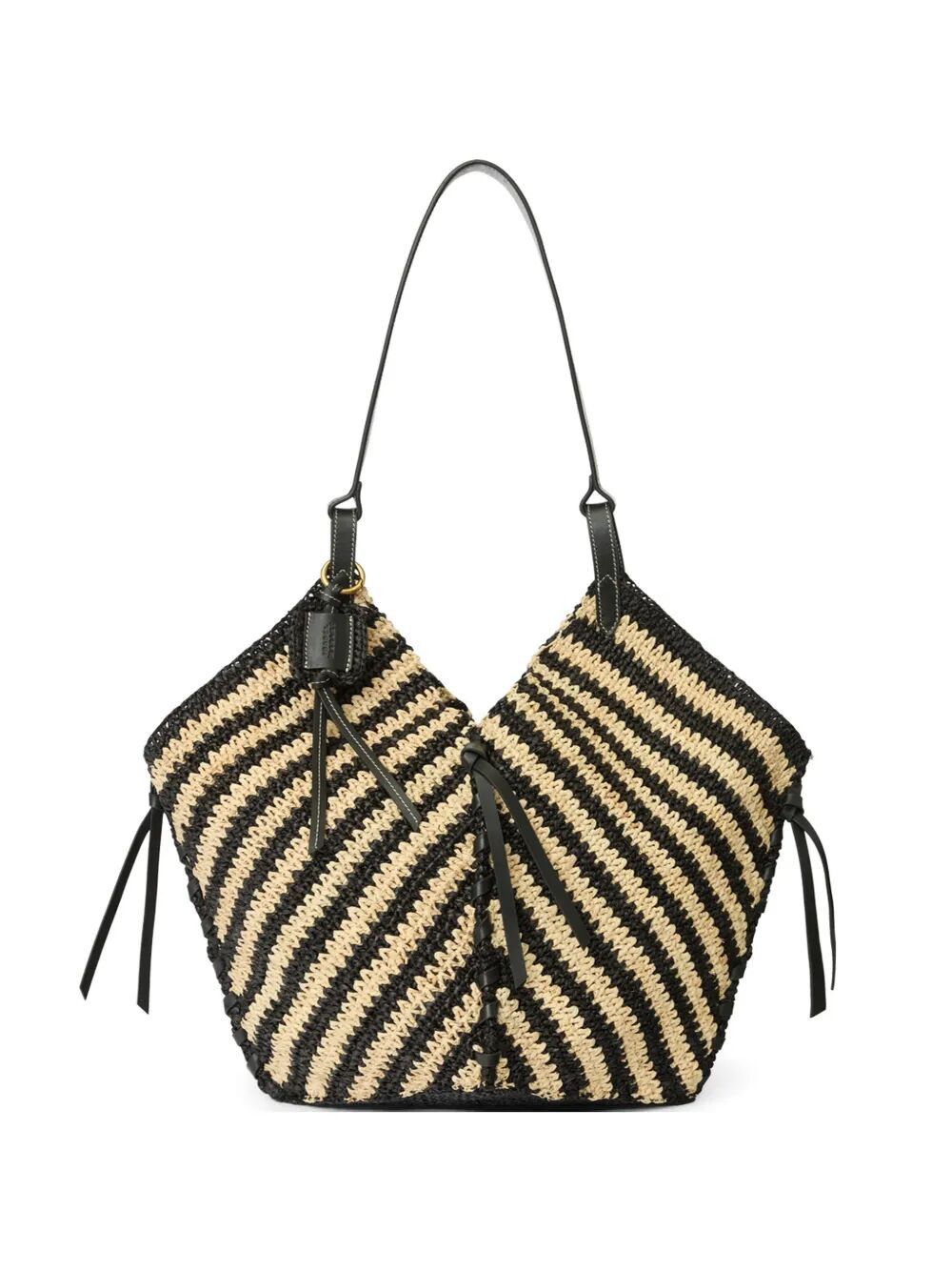 Tampa Two-Tone Raffia Shoulder Bag, Women's