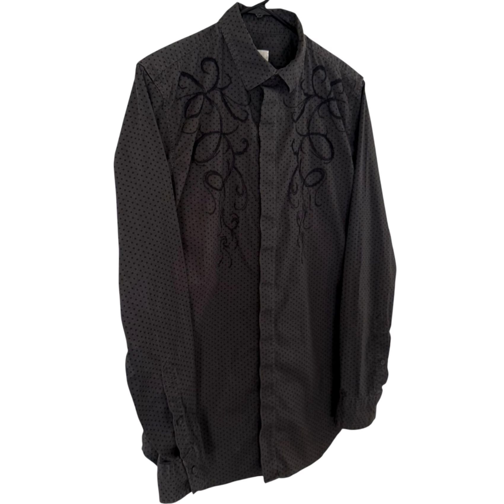 Diesel VINTAGE Diesel Embroidered Button-Up Shirt Gray Mens M Rocker Grunge Biker Punk Shirt Size US M / EU 48-50 / 2 - 3 Thumbnail