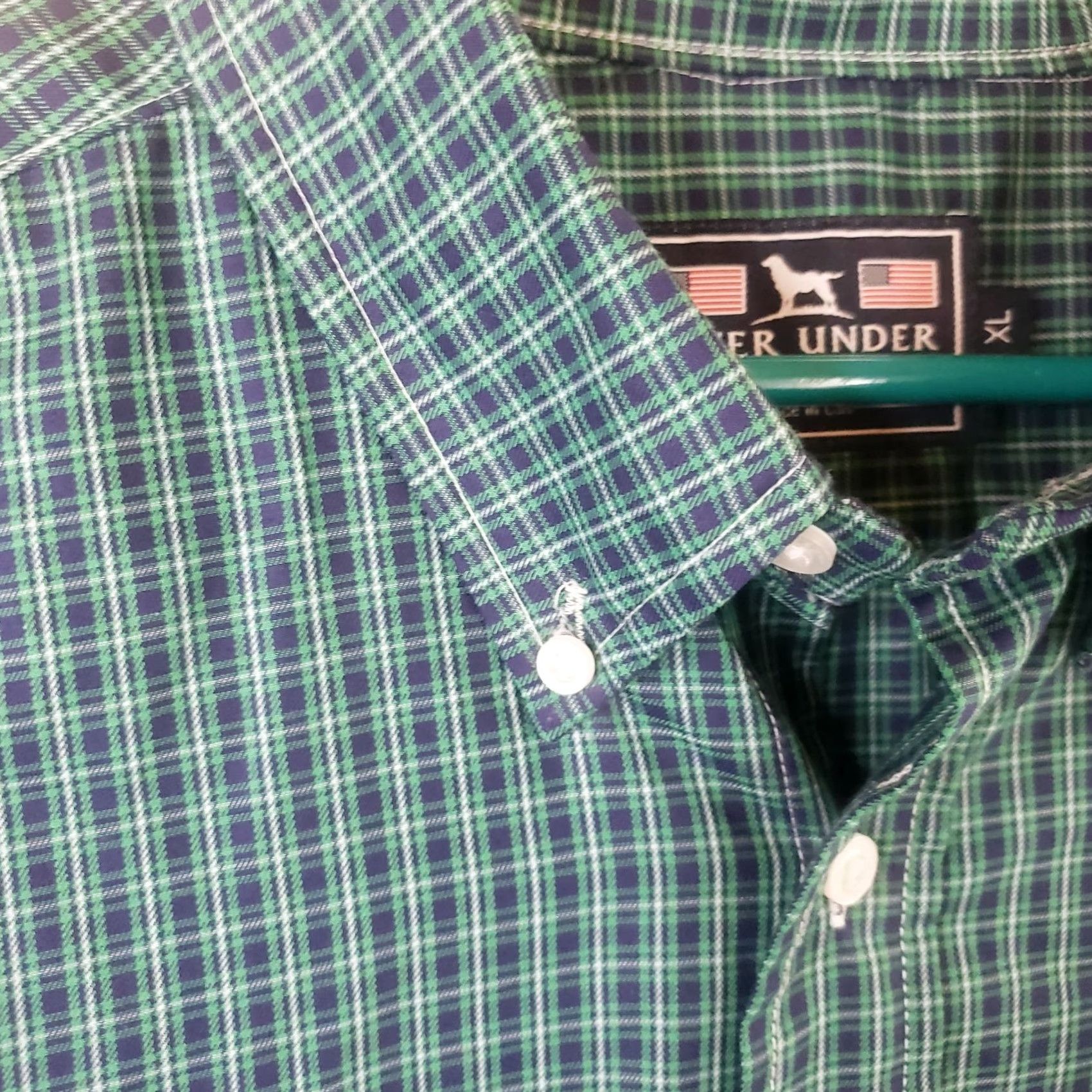 Undercover Over Under Button-Down Shirt XL Multicolor Plaid Non-Iron Embroidered Dog Logo Long Sleeve Button-Up Shirt Mens Size US XL / EU 56 / 4 - 7 Thumbnail