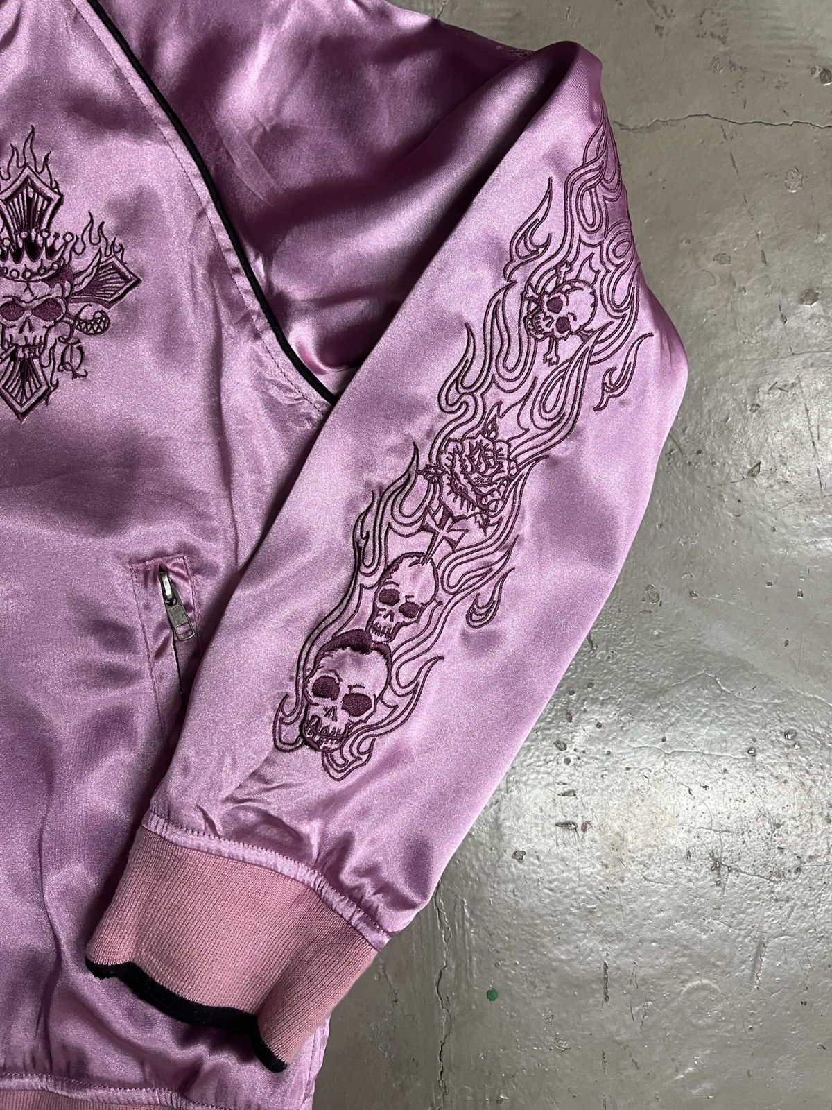 Seditionaries Reversible Algonquins Cross Flame Skull Sukajan Satin Jacket Size US S / EU 44-46 / 1 - 7 Thumbnail