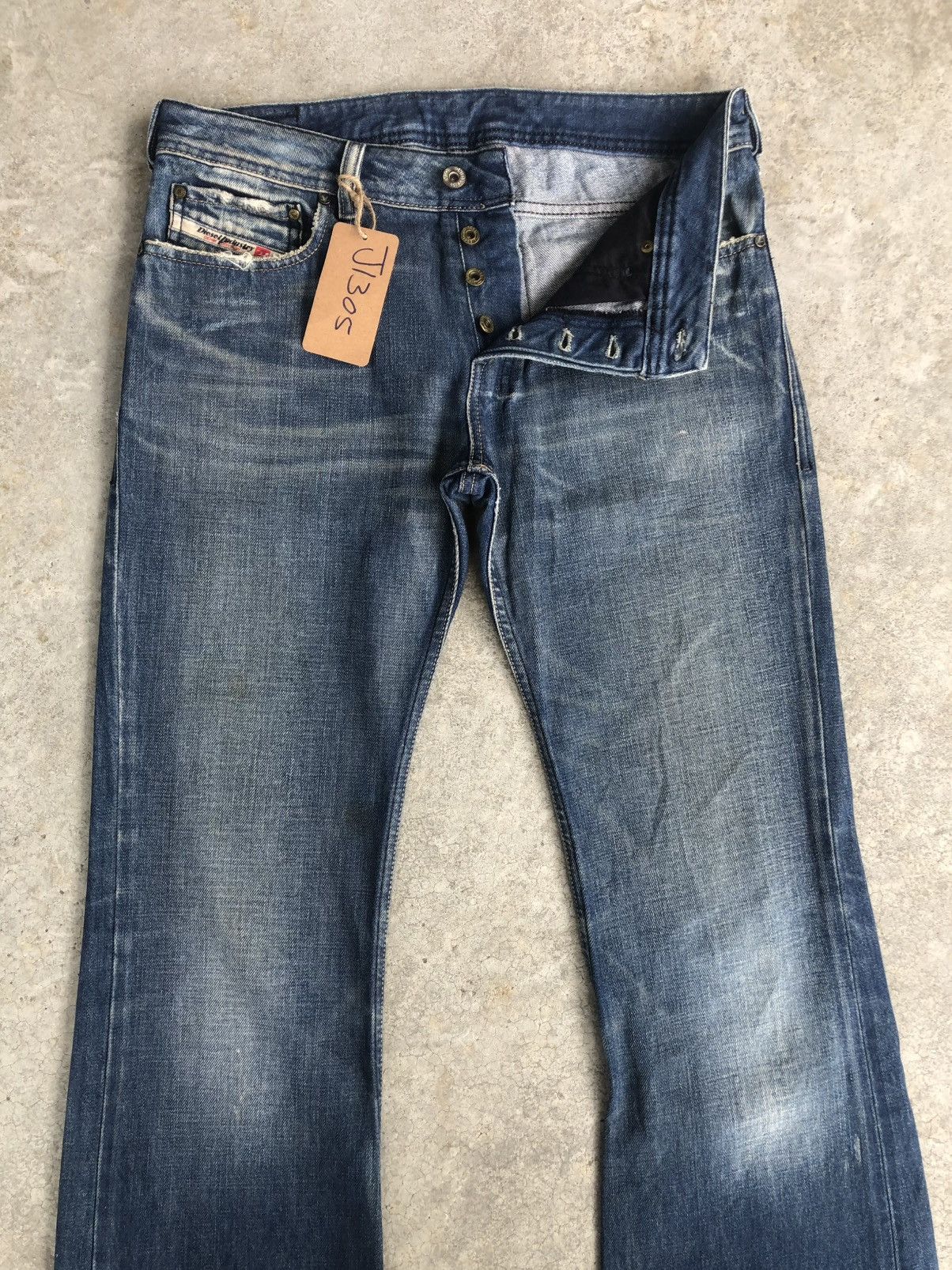 If Six Was Nine Japanese Diesel Flared Jeans Distressed Denim Size US 31 - 3 Thumbnail